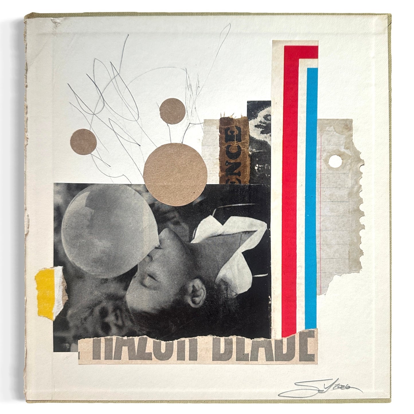 Original Mixed Media Modern Art Collage "Xyster" 8.75x9.5" Signed
