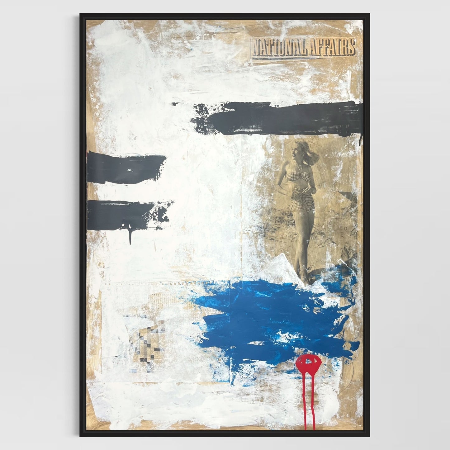 Original Mixed Media Abstract Modern Art Painting 24x36 "National Affairs"