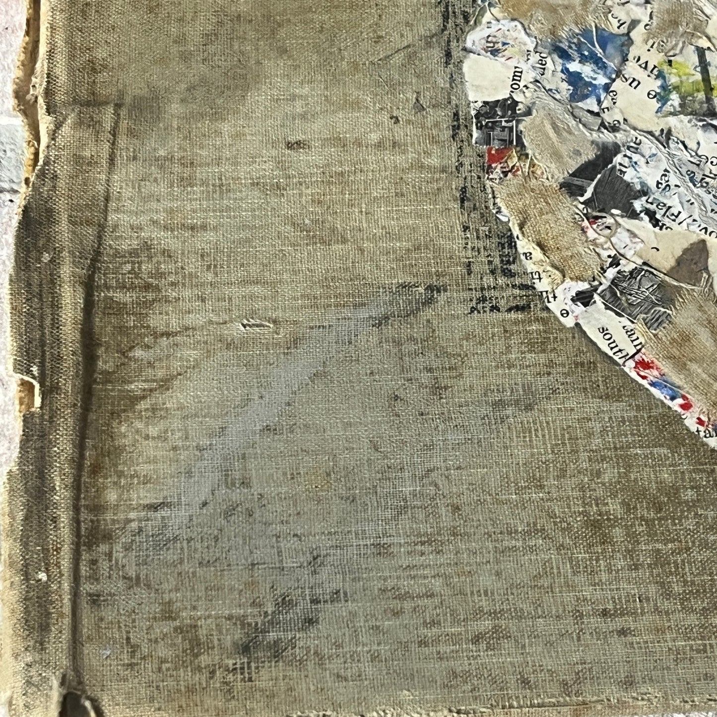 Original Mixed Media Art Collage 10x13 "1898 Advanced Geography Book Cover B"