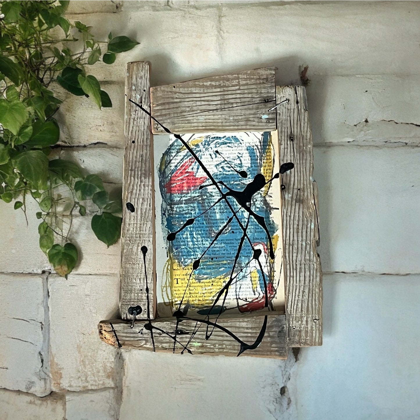 Original Framed Mixed Media Abstract Art Painting 6x9 "Incongruous"
