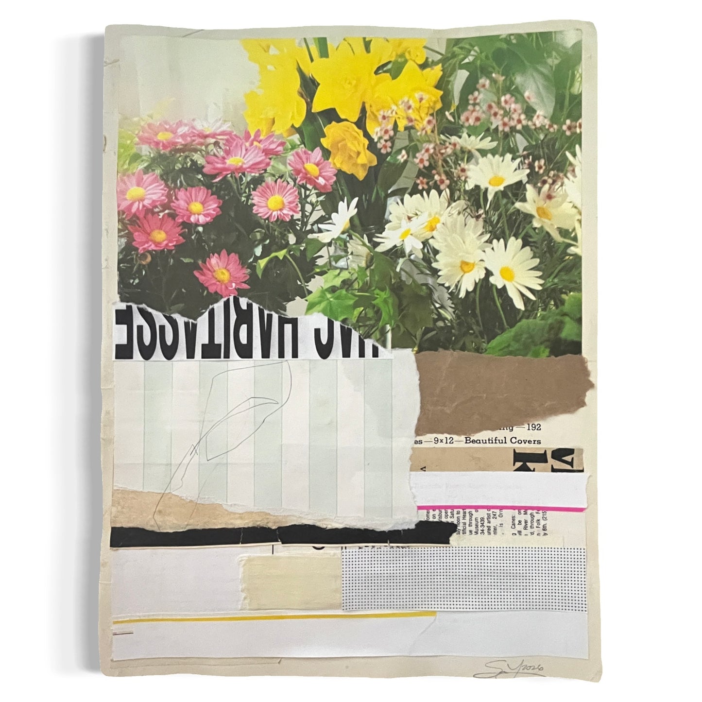 Original Mixed Media Modern Art Collage "Quadrable" 9x12" Signed