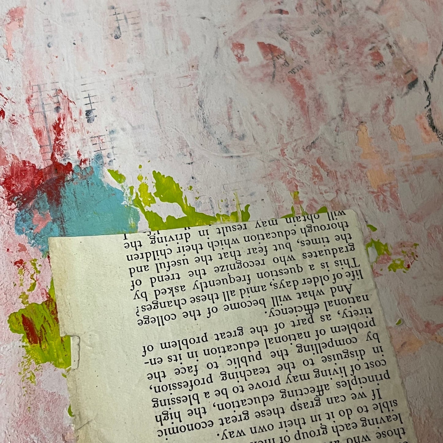 Original Mixed Media Abstract Art Painting 11x14 “Happen to Ask" Signed Pink