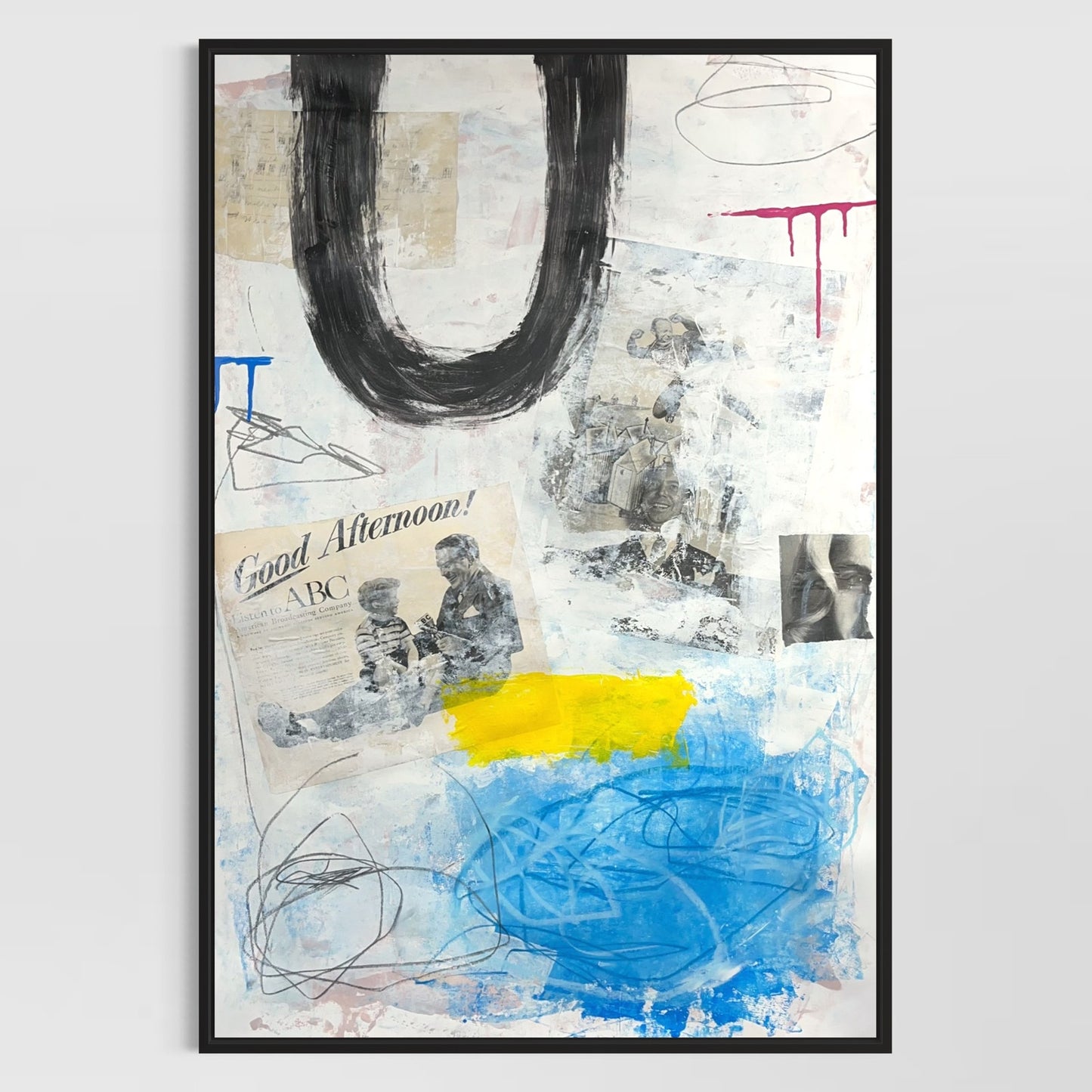 Original Mixed Media Abstract Modern Art Painting 24x36 "Good Afternoon" Signed