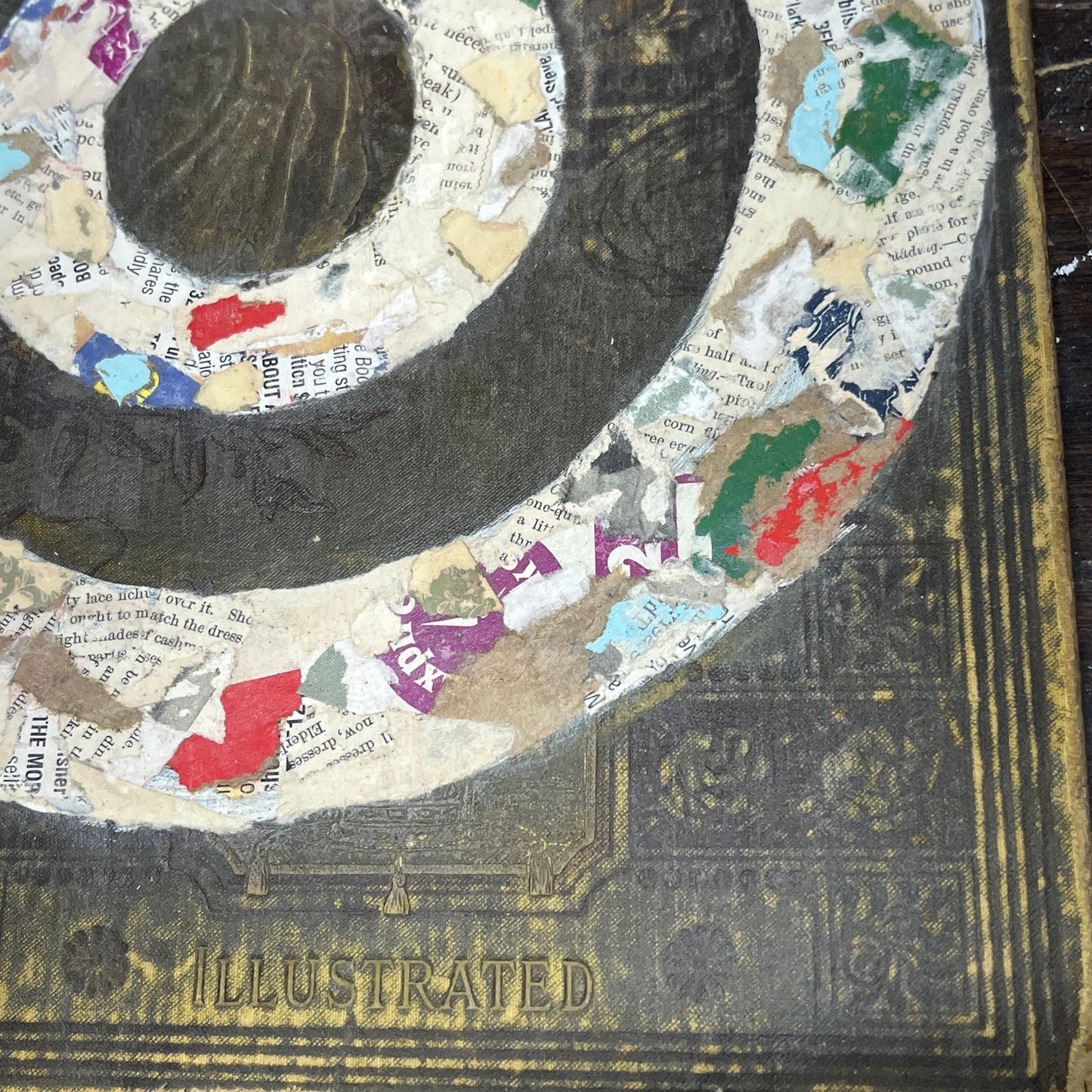 Original Mixed Media Art Collage 7x10 "1880s Perfect Jewels Illustrated Book Cover"