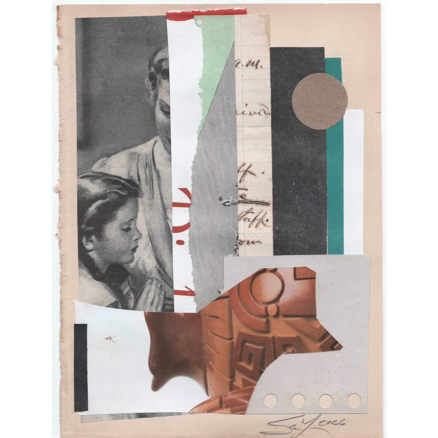 Original Mixed Media Modern Art Collage "Morganise" 5.75x7.5" Signed