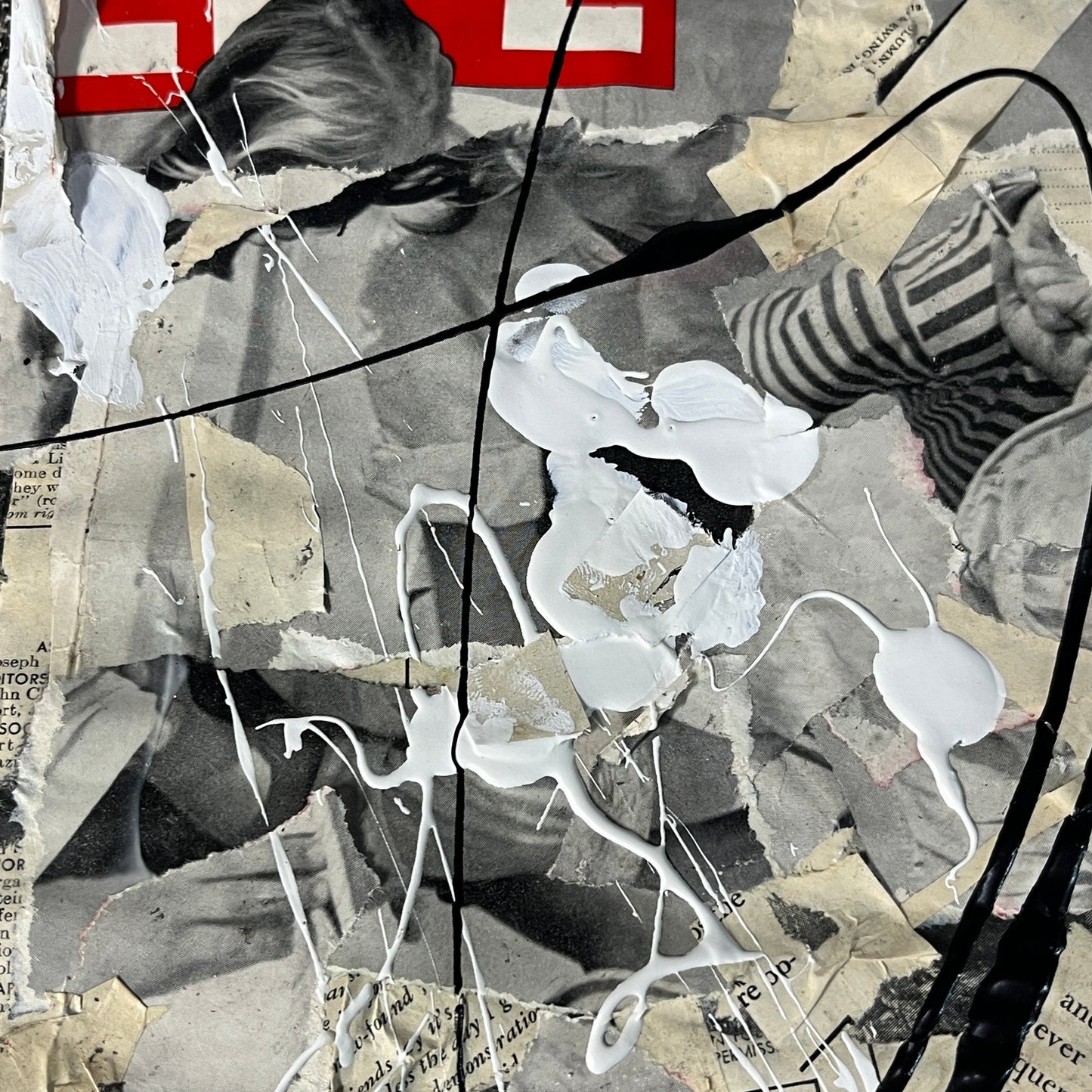Original Mixed Media Abstract Art Collage 11x14 "1945 Aug 6 Life Magazine"