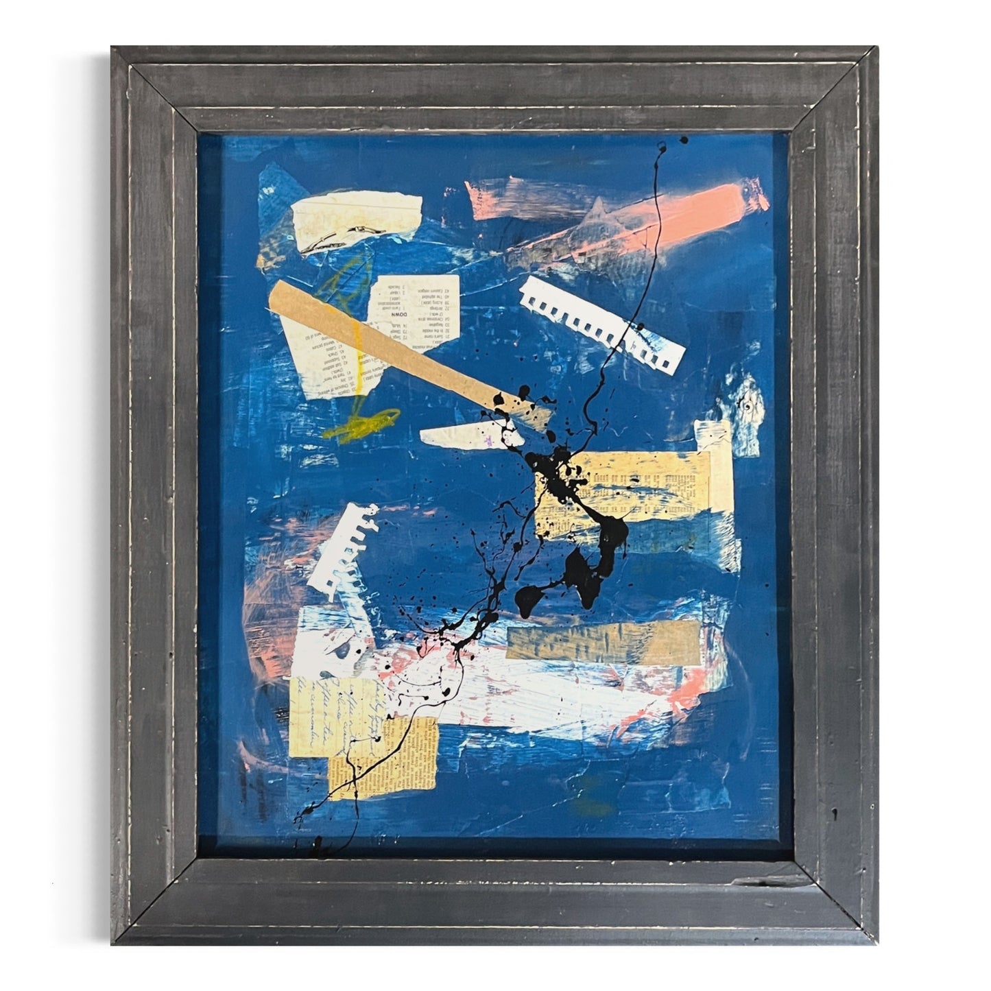 Original Large Framed Collage Abstract Art Painting 24x21 "Connection"