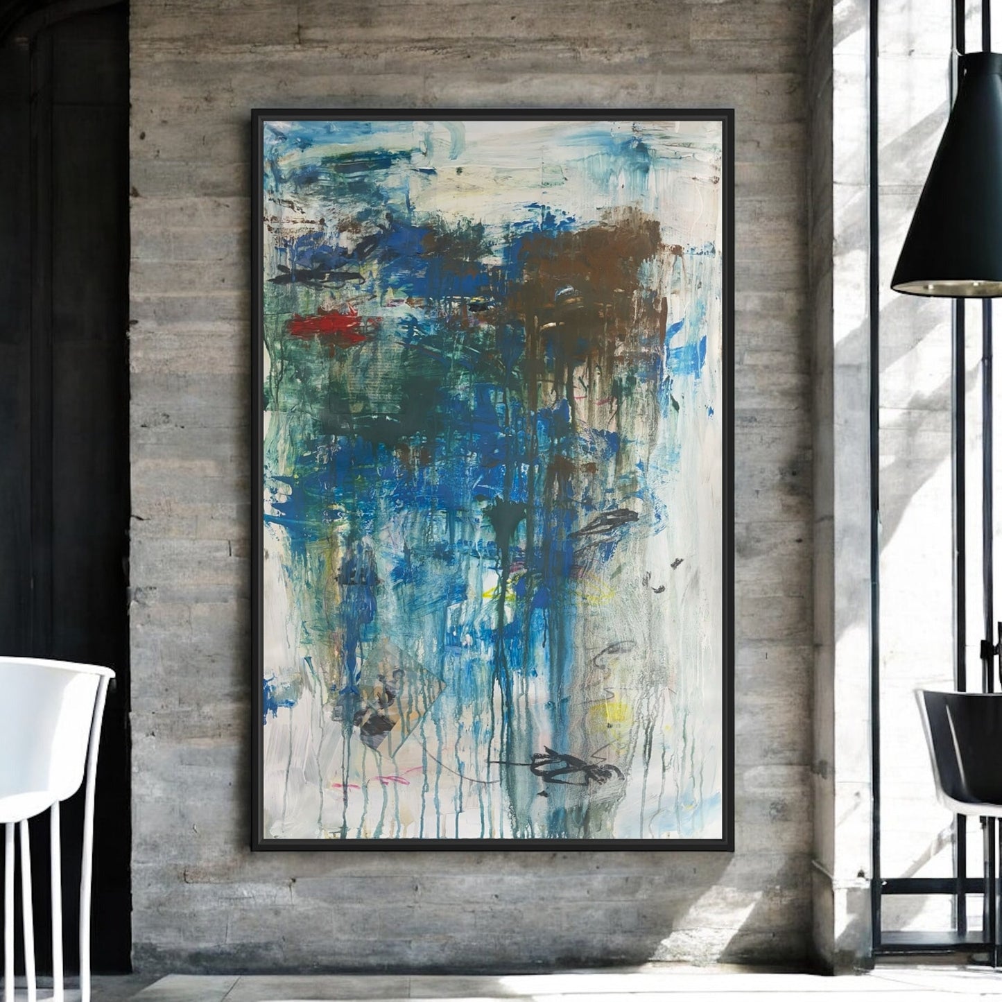Original Mixed Media Abstract Modern Art Painting 24x36 "Slippery" Signed