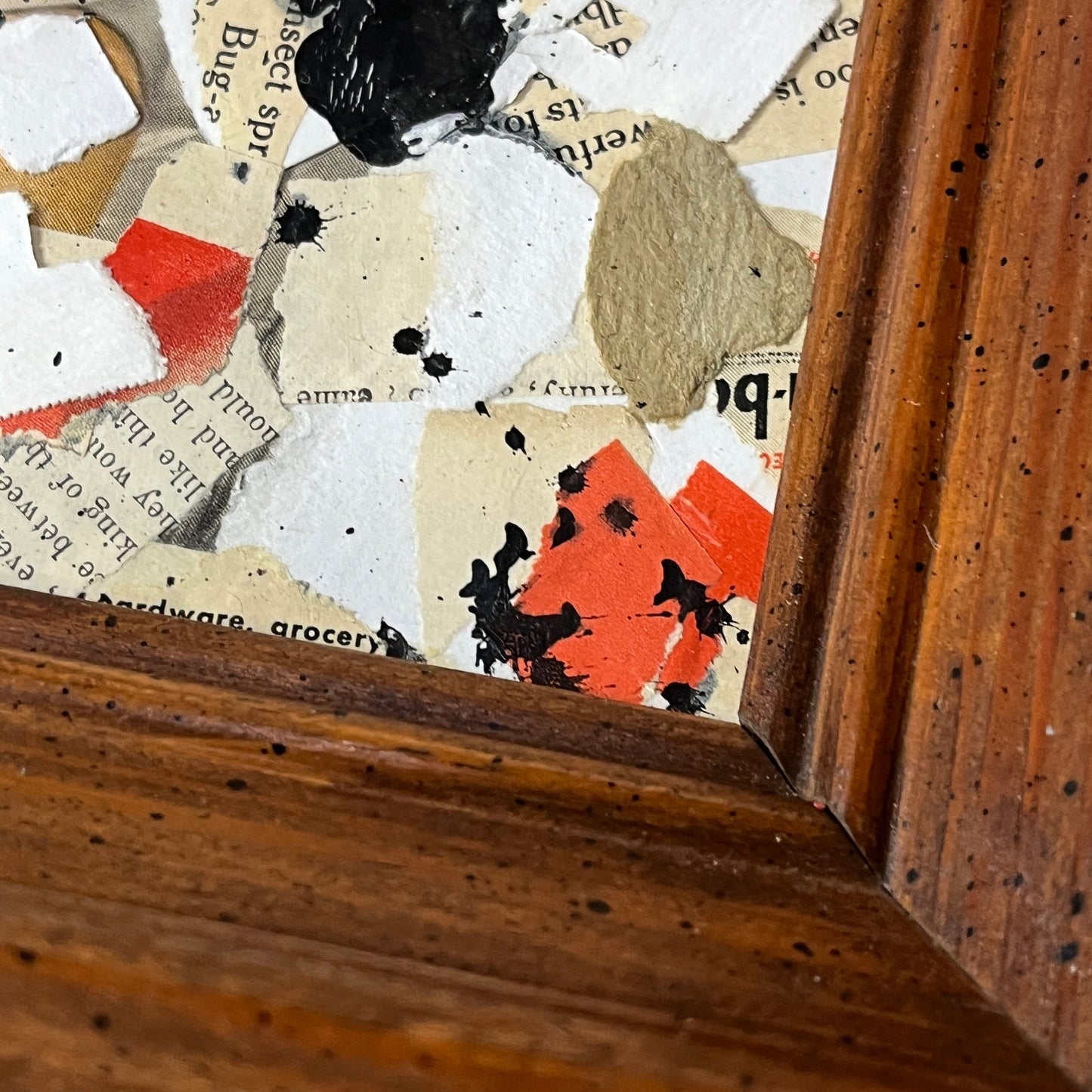 Original Framed Mixed Media Abstract Art Collage 11x13 "Bug-A-Boo"