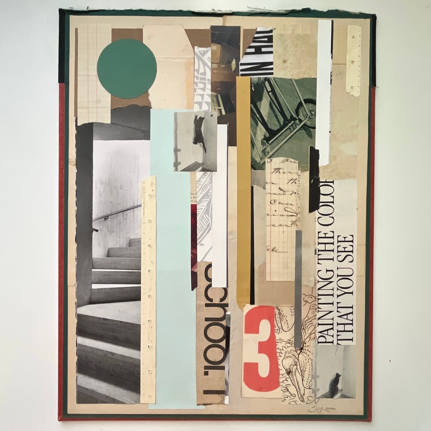 Original Mixed Media Modern Art Collage "The Color You See" 12.5x16.25" Signed