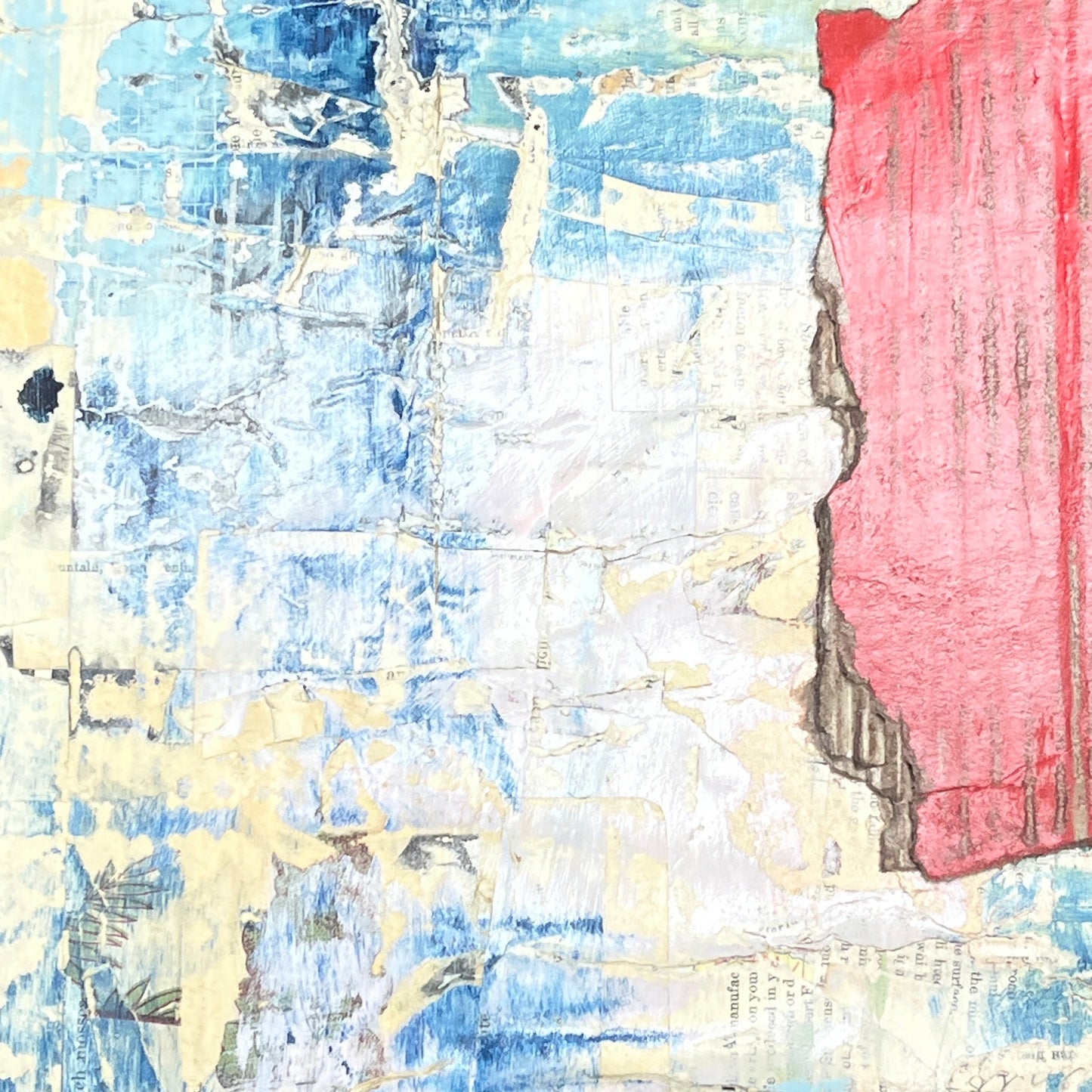 Original Framed Mixed Media Modern Art Collage Painting 12x18 "Pension"