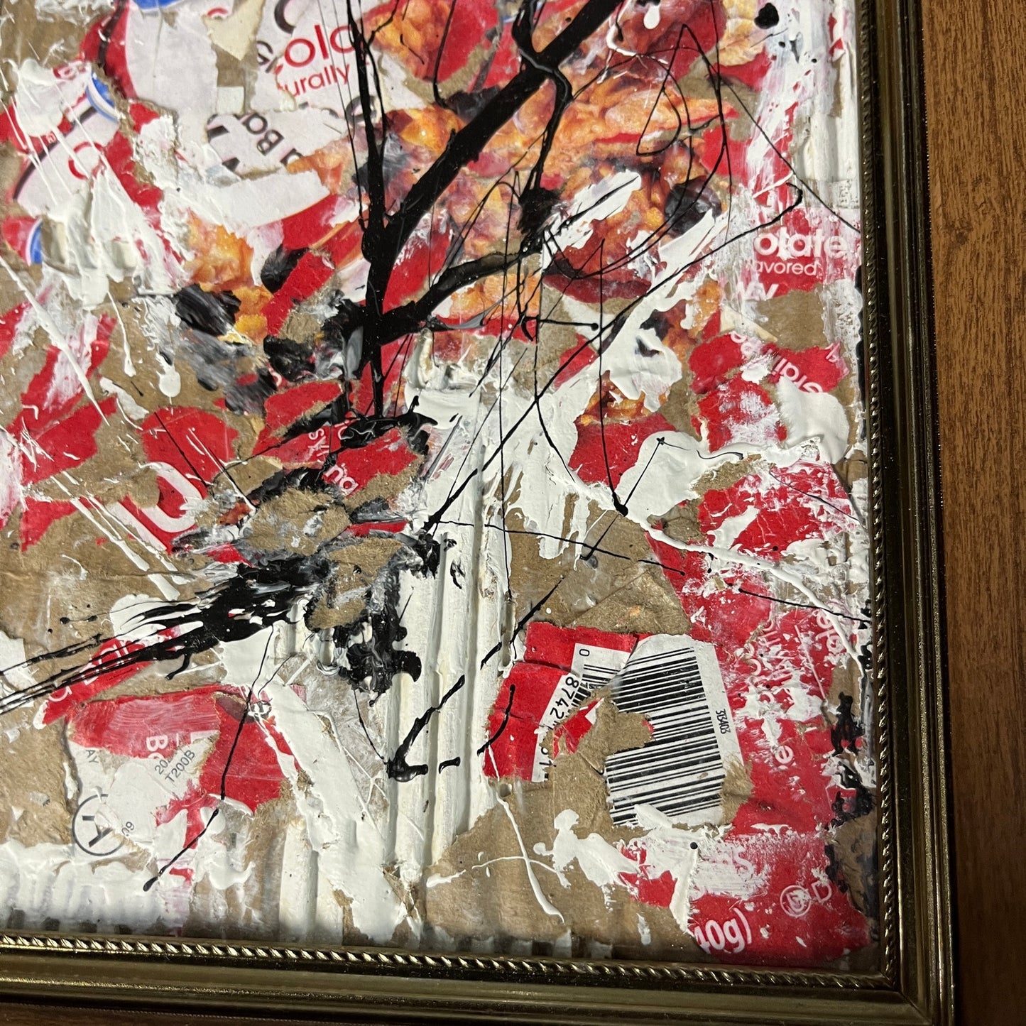 Original Framed Mixed Media Collage 10x12 "Great Value Chewy Granola Bar Box"