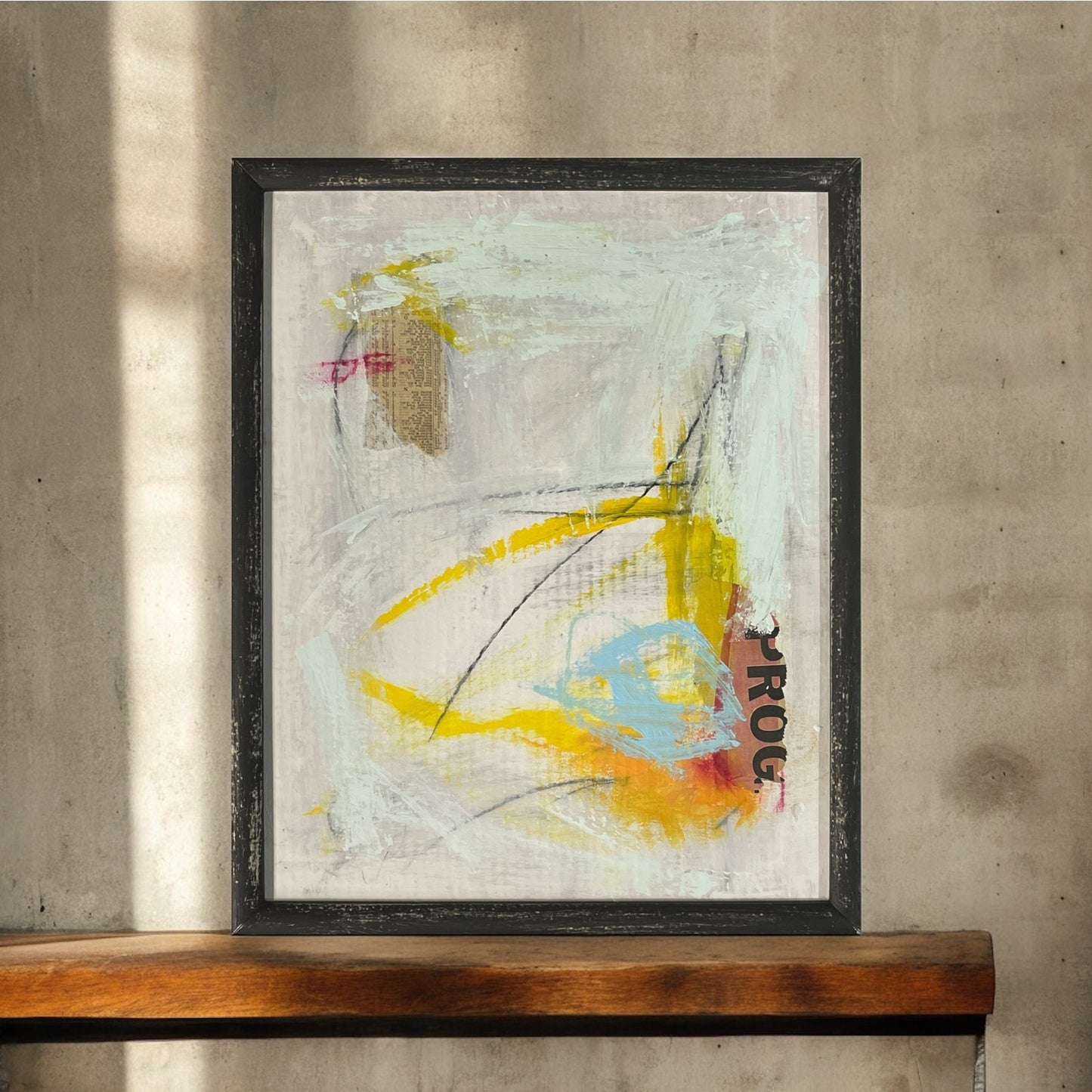 Original Framed Mixed Media Abstract Art Painting 17x21 "Implicit"