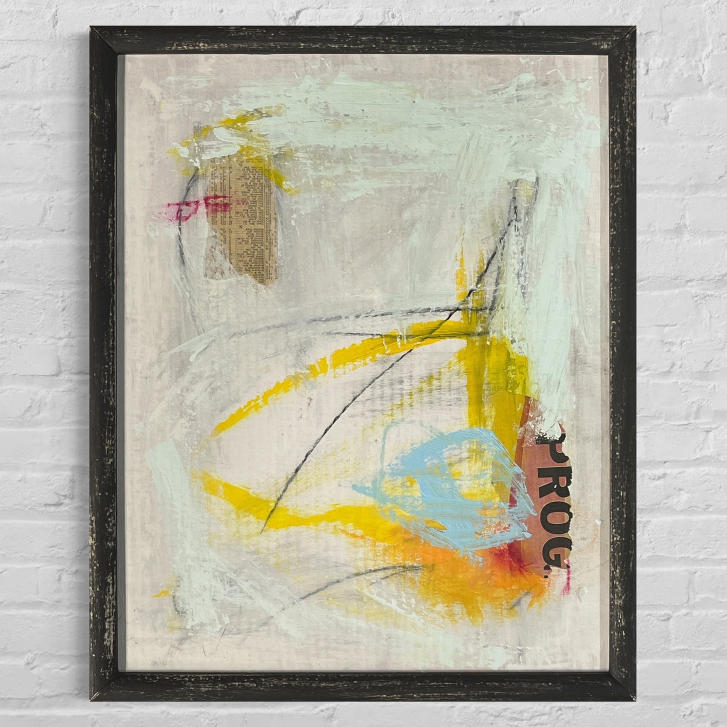 Original Framed Mixed Media Abstract Art Painting 17x21 "Implicit"