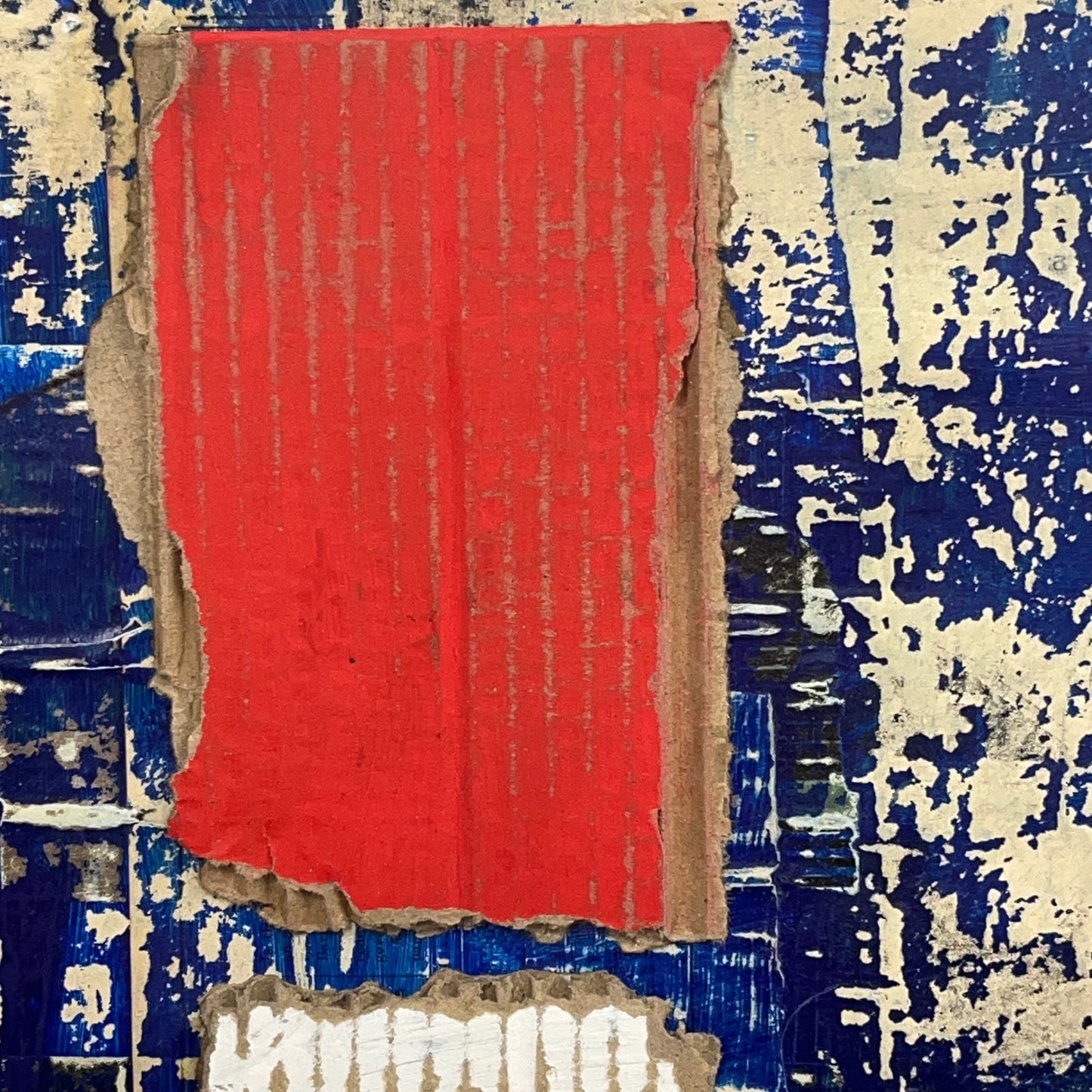 Original Framed Mixed Media Modern Art Collage Painting 12x18 "Wriggle"