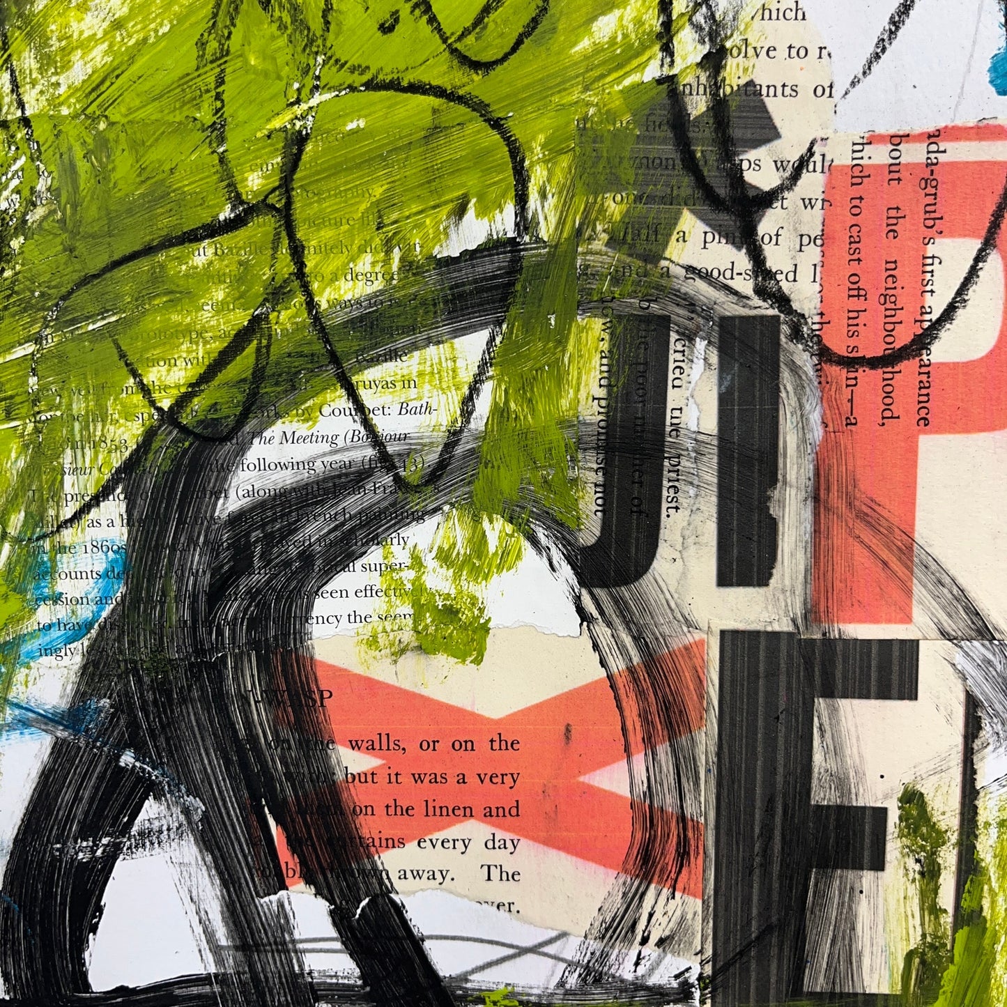 Original Mixed Media Abstract Modern Art Painting 18x24 "Goliard" Signed