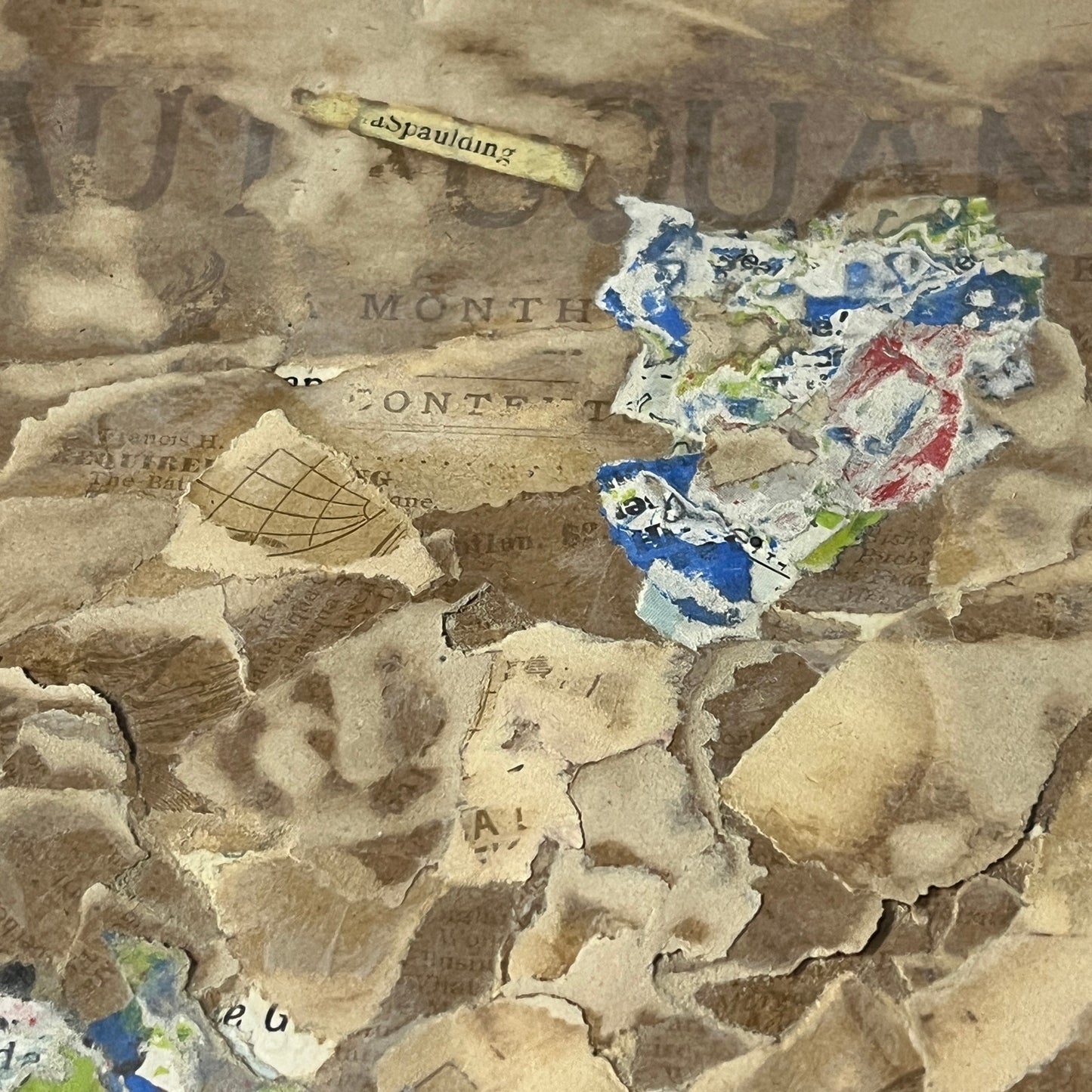 Original Mixed Media Abstract Art Collage 7x10 "Nov 1892 Chautauquan Magazine"