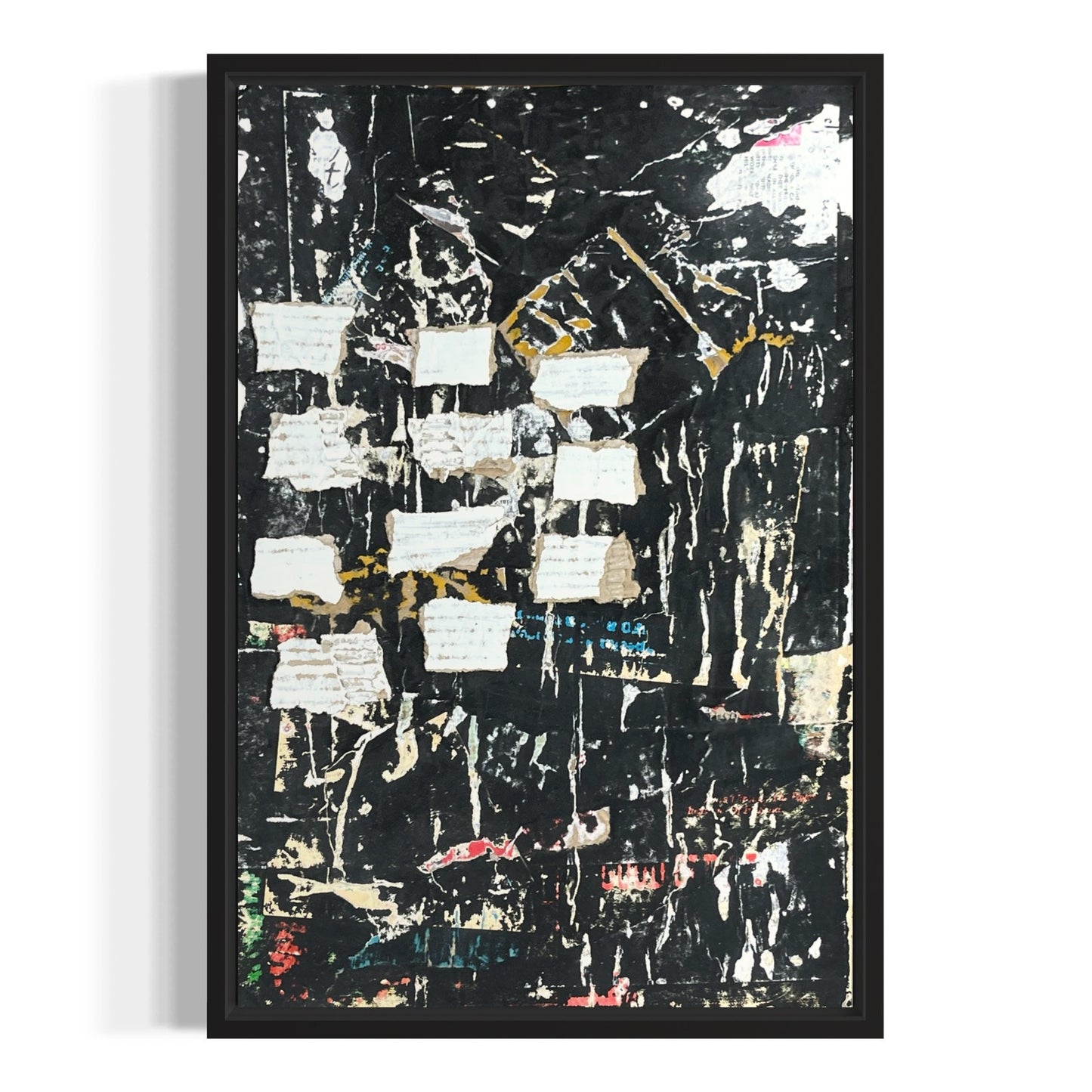 Original Framed Mixed Media Modern Art Collage Painting 12x18 "Pasquinian"