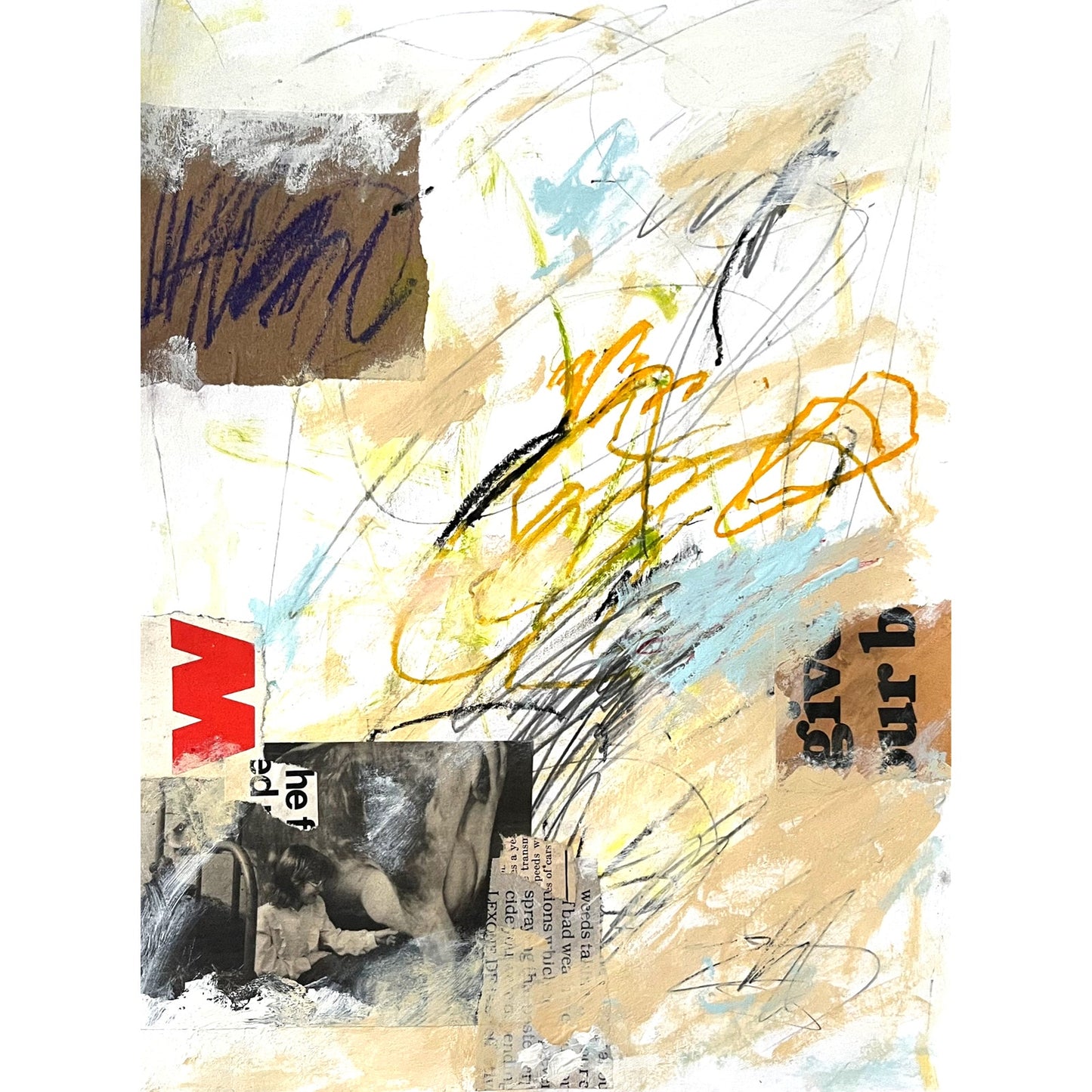 Original Abstract Modern Art Painting on Paper "Impecunious" #32 Signed