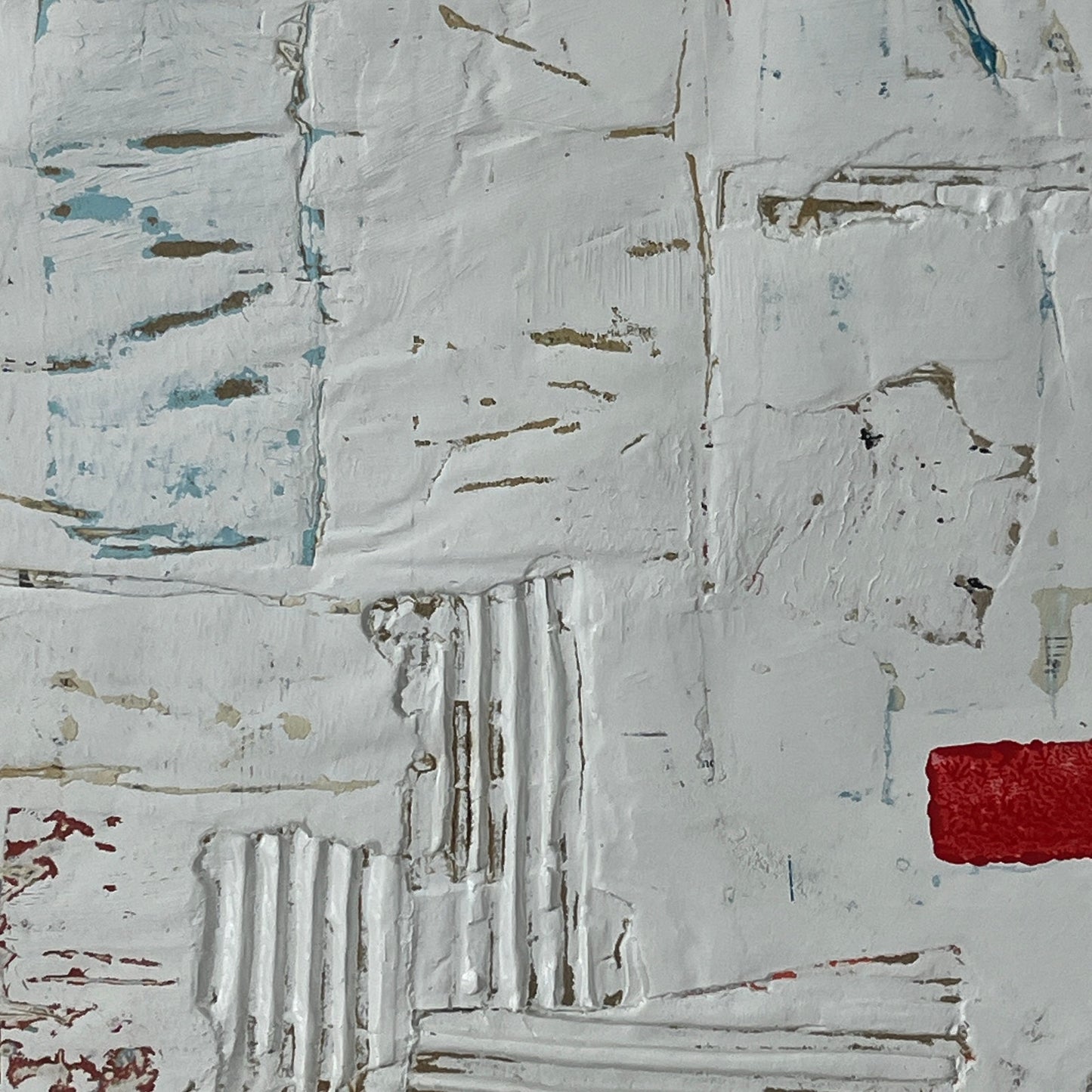 Original Framed Minimalist Modern Art Collage Painting 12x18 "Dentigerous"