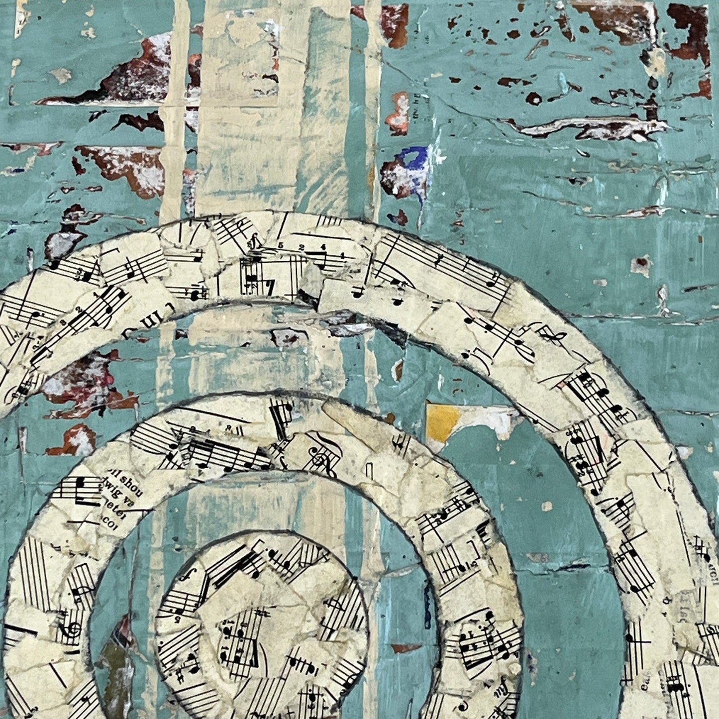 Original Framed Mixed Media Modern Art Collage Painting 12x18 "Ritual"