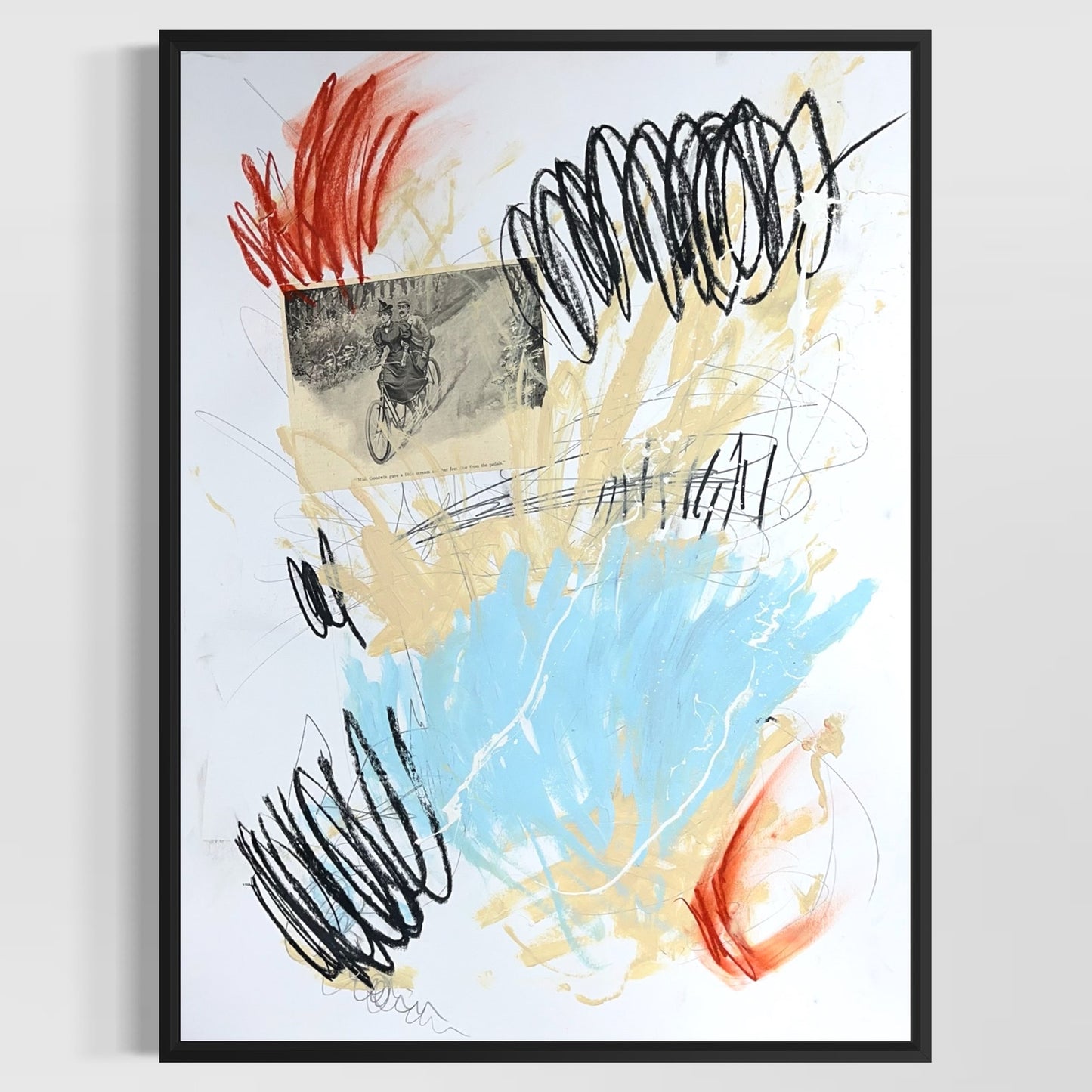 Original Mixed Media Abstract Modern Art Painting 18x24 "Miss Goodwin" Signed