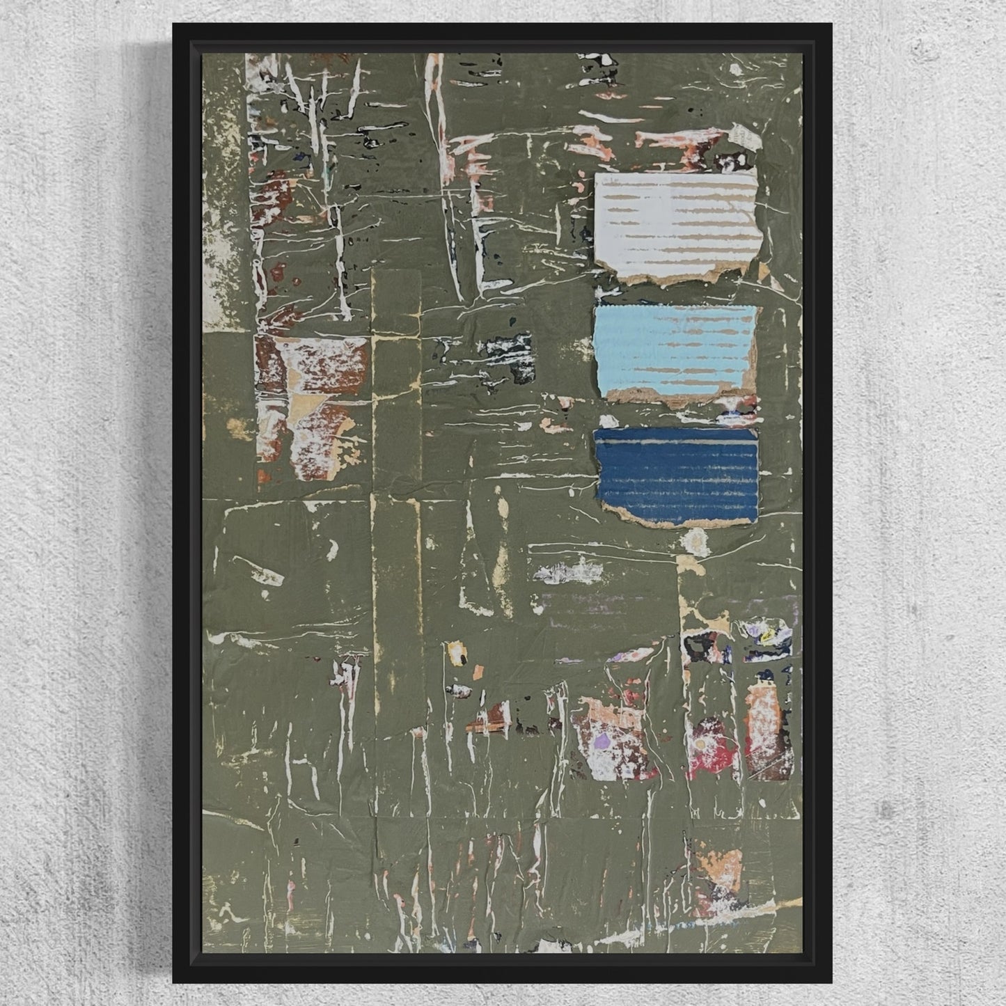 Original Framed Mixed Media Modern Art Collage Painting 12x18 "Luggage"