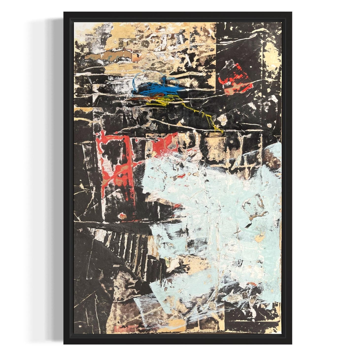 Original Framed Mixed Media Modern Art Collage Painting 12x18 "Chriology"