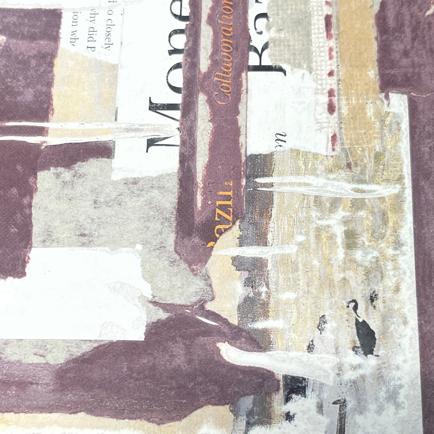 Original Modern Art Collage Painting 9x12 "Monet & Bazille II" Signed