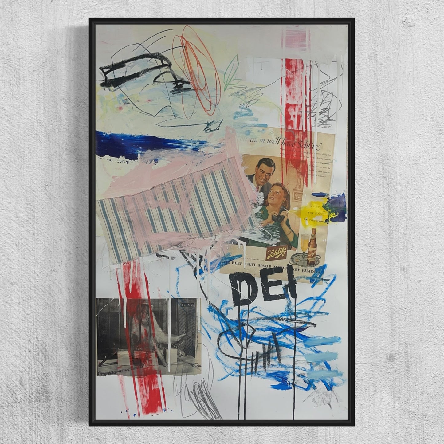 Original Mixed Media Abstract Modern Art Painting 24x36 "DEI" Signed