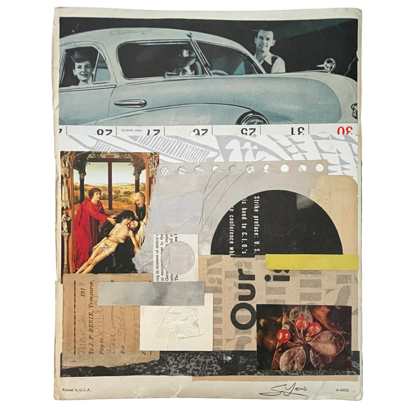 Original Mixed Media Modern Art Collage "Ataraxia" 8.75x11.25" Signed