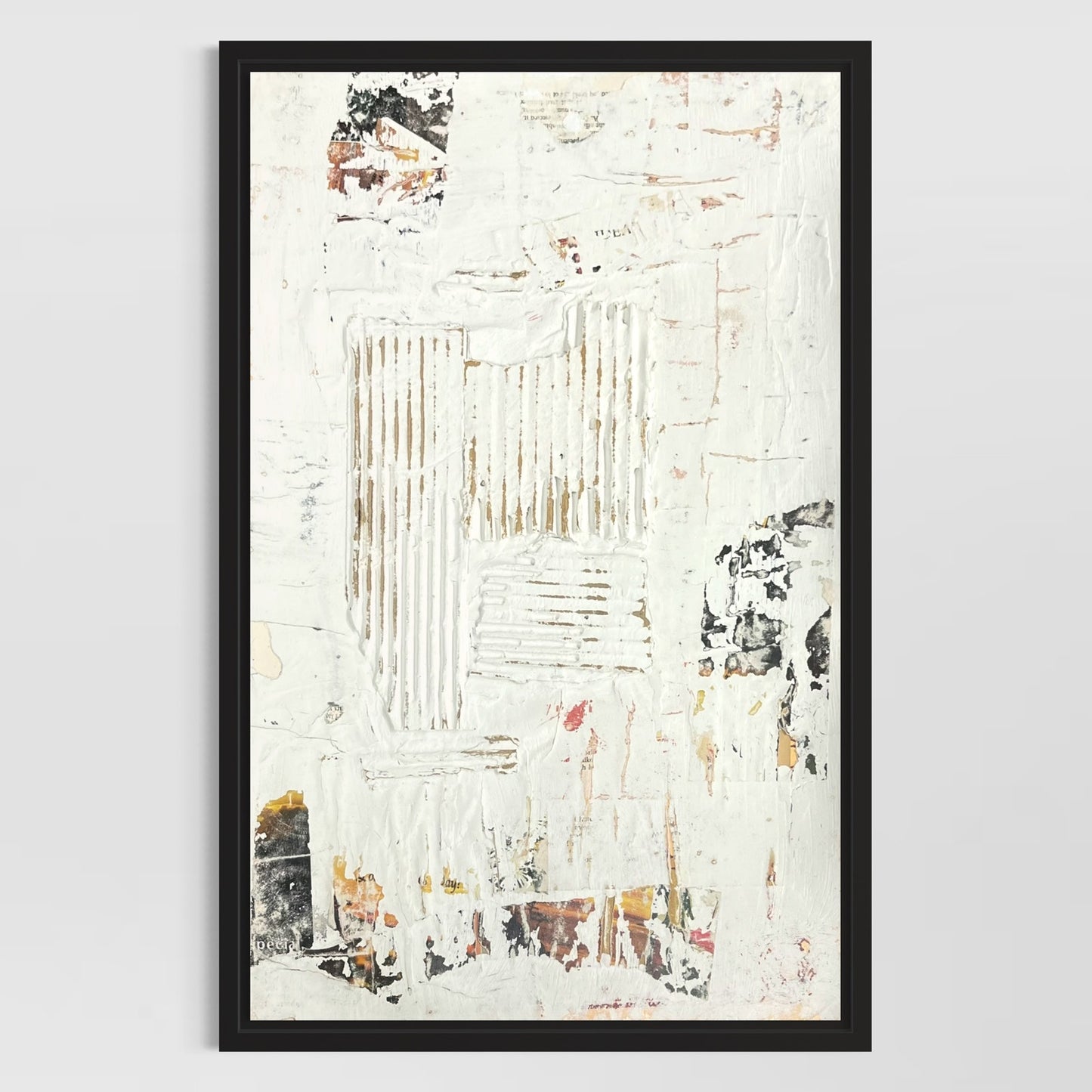 Original Framed Minimalist Modern Art Collage Painting 12x18 "Saltigrade"