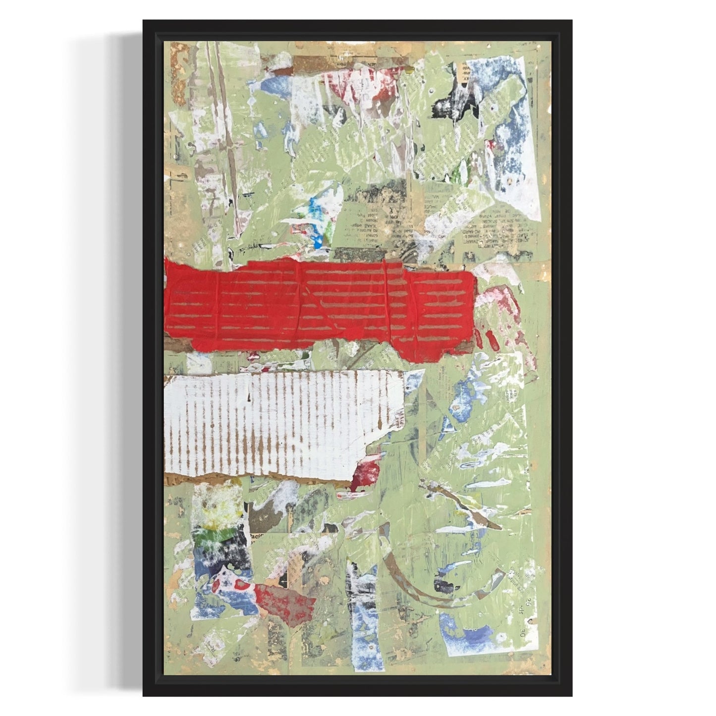 Original Framed Mixed Media Modern Art Collage Painting 12x18 "Obvolvent"