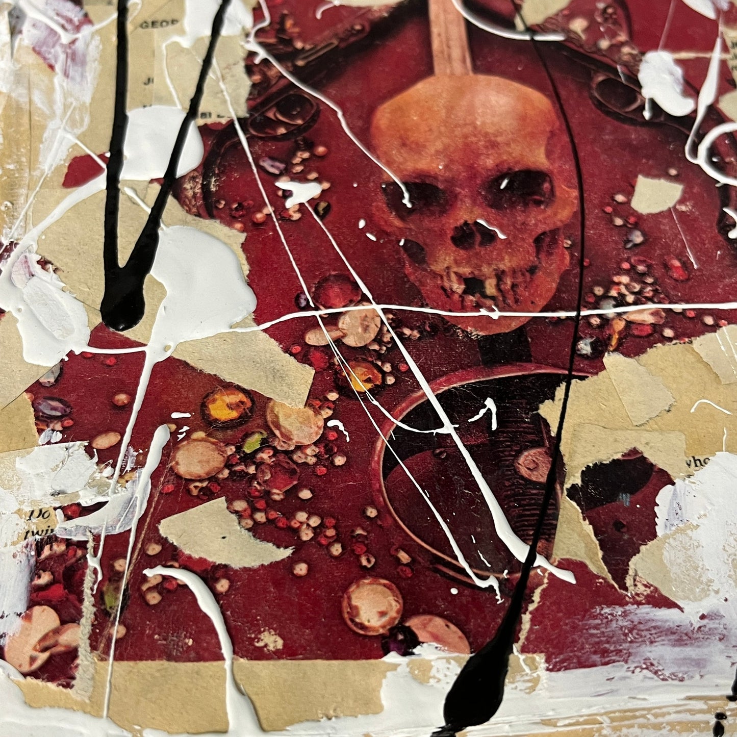 Original Mixed Media Art Collage 8x12 "1975 Saga Treasure Hunting Magazine"