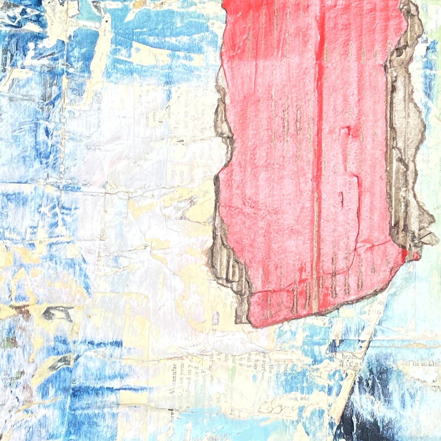 Original Framed Mixed Media Modern Art Collage Painting 12x18 "Pension"