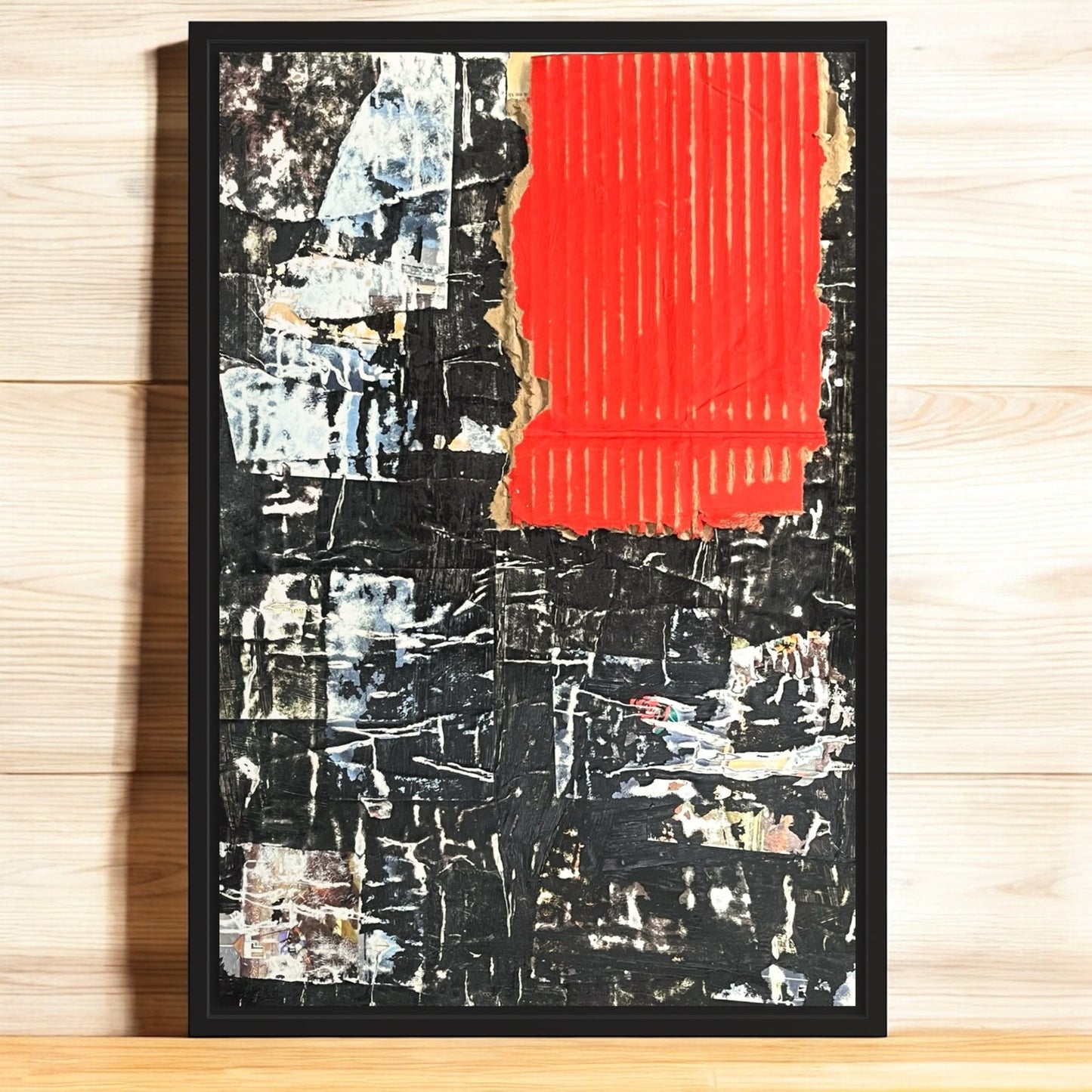Original Framed Minimalist Modern Art Collage Painting 12x18 "Verst"