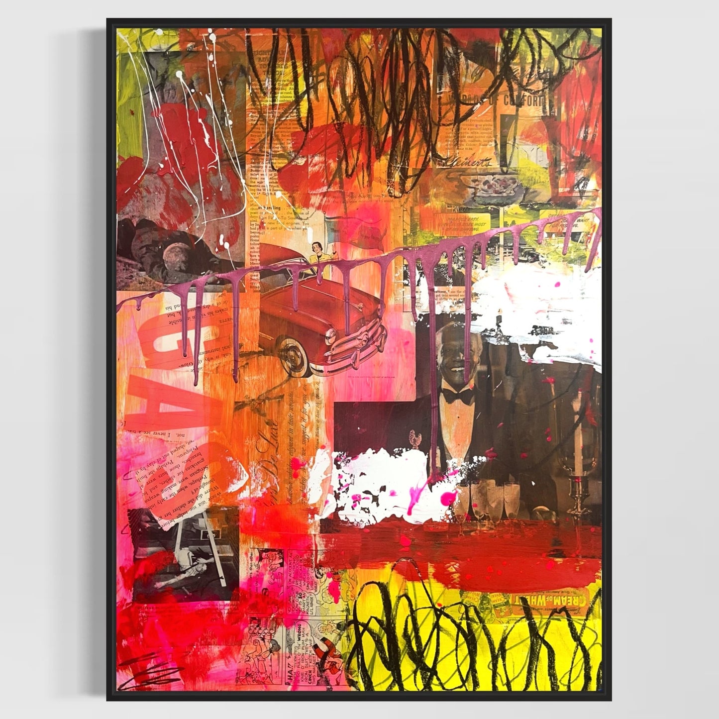 Original Mixed Media Abstract Modern Art Painting 18x24 "Pyrrhous" Signed