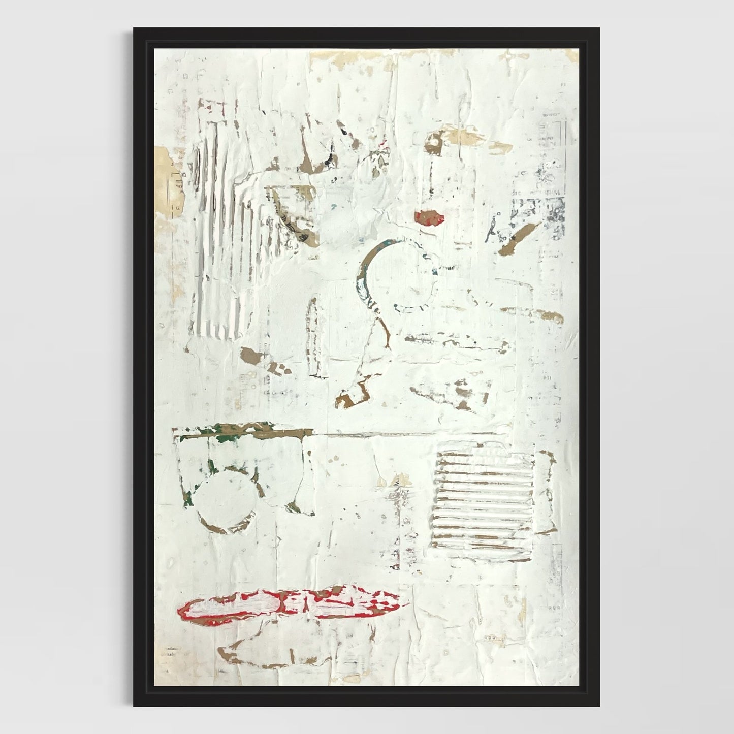 Original Framed Minimalist Modern Art Collage Painting 12x18 "Theophany"