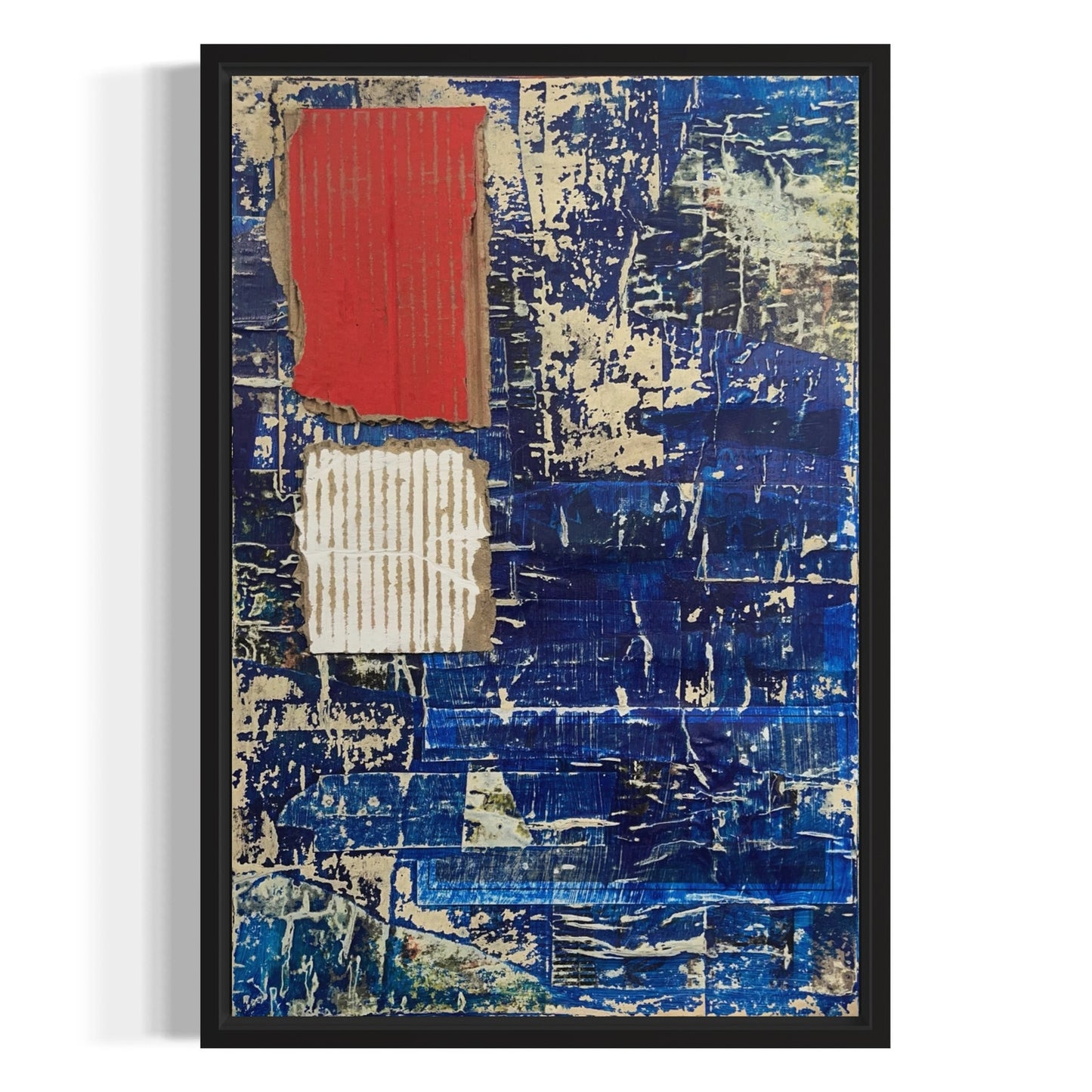 Original Framed Mixed Media Modern Art Collage Painting 12x18 "Wriggle"