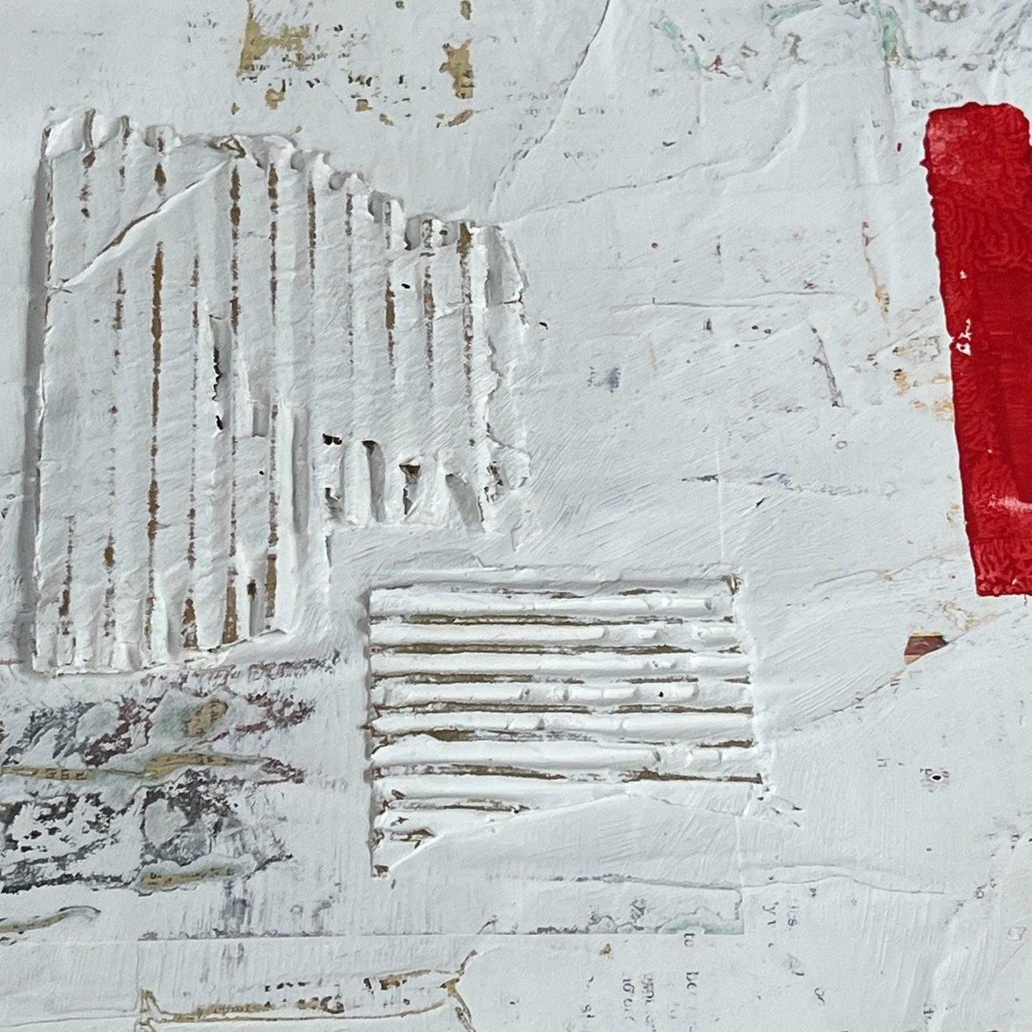 Original Framed Minimalist Modern Art Collage Painting 12x18 "Telegnosis"