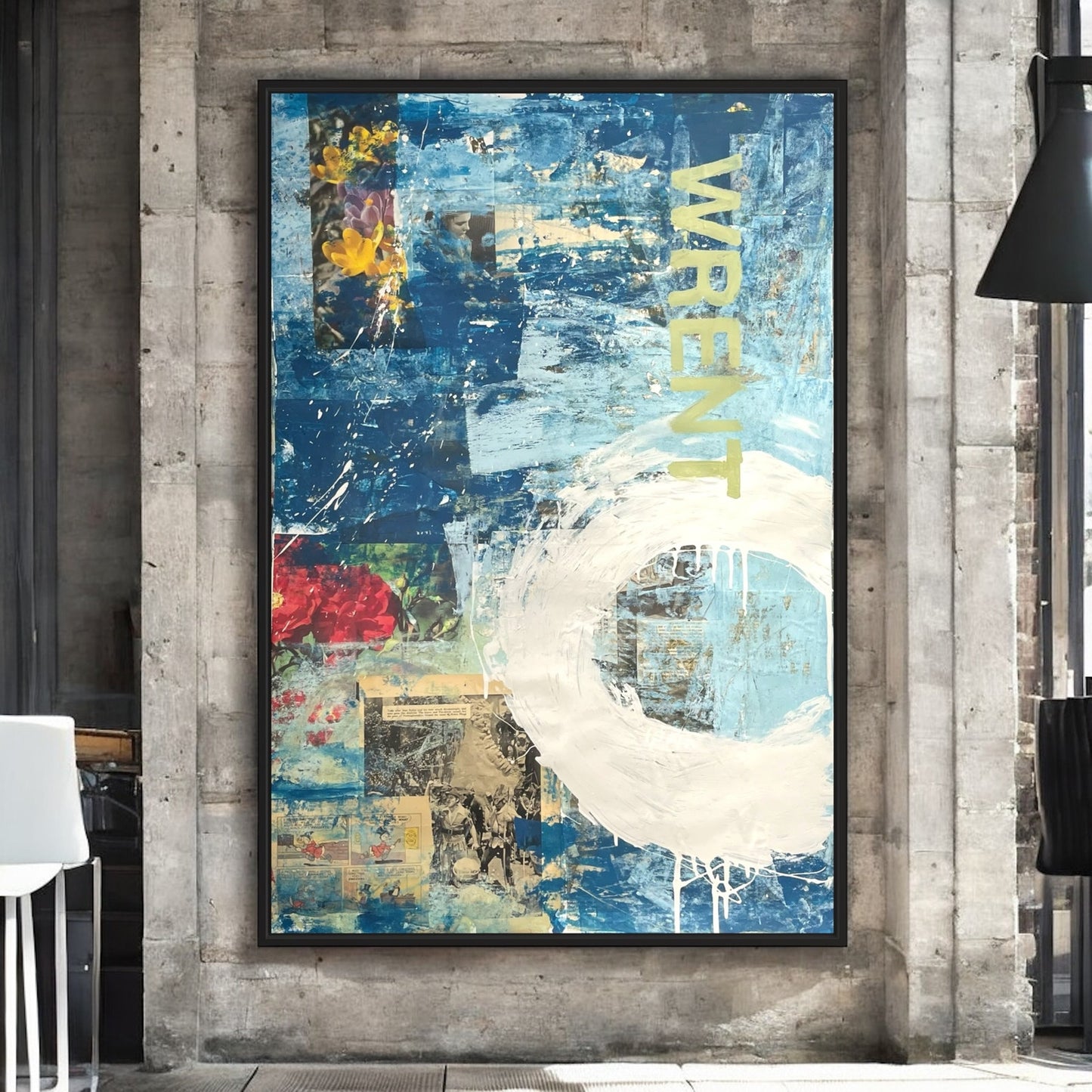 Original Mixed Media Abstract Modern Art Painting 24x36 "Wrent" Signed