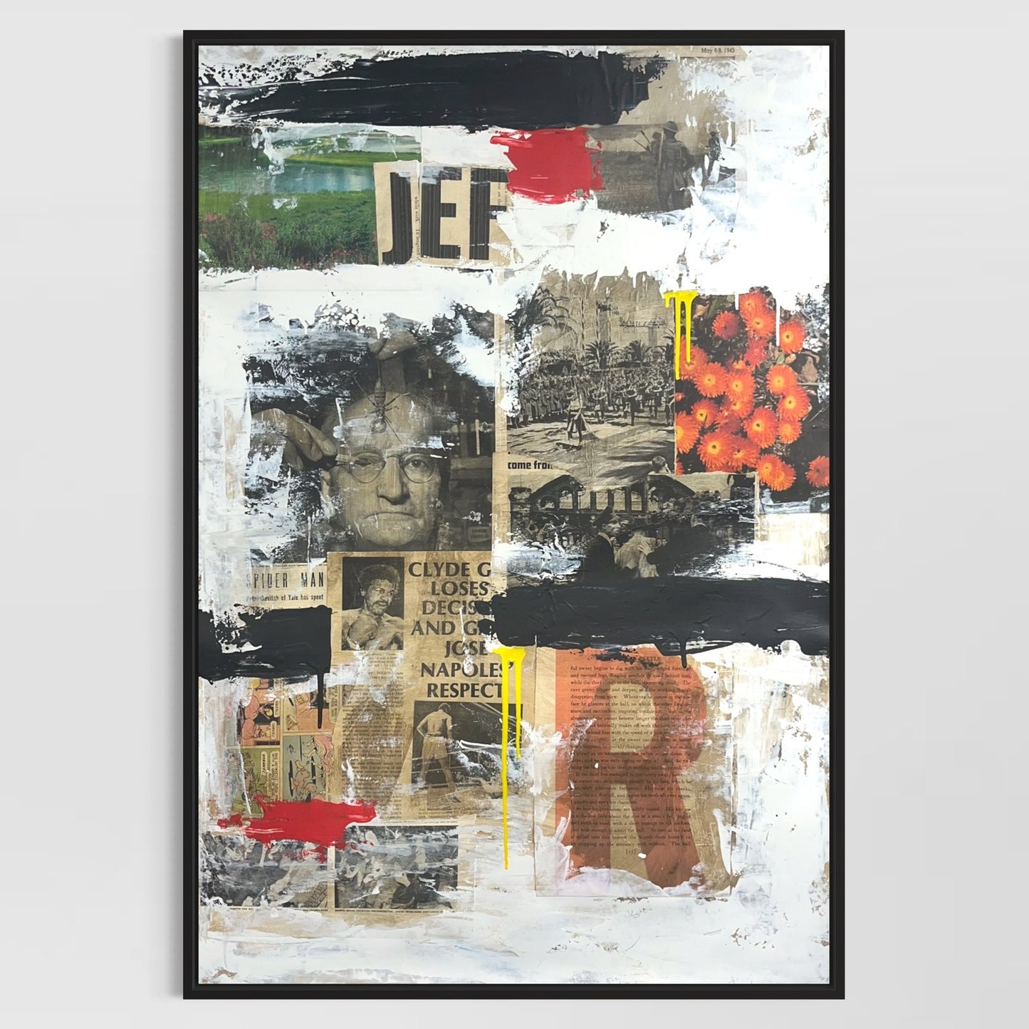 Original Mixed Media Abstract Modern Art Painting 24x36 "Jef" Signed
