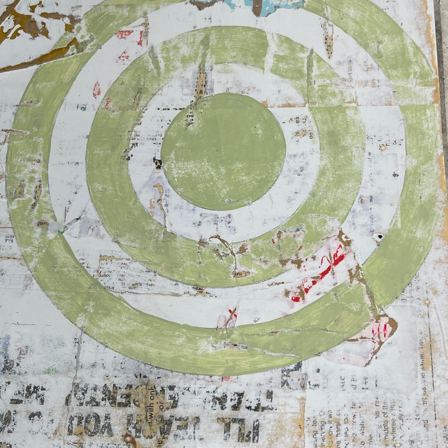 Original Framed Mixed Media Modern Art Collage Painting 12x18 "Sapsago"