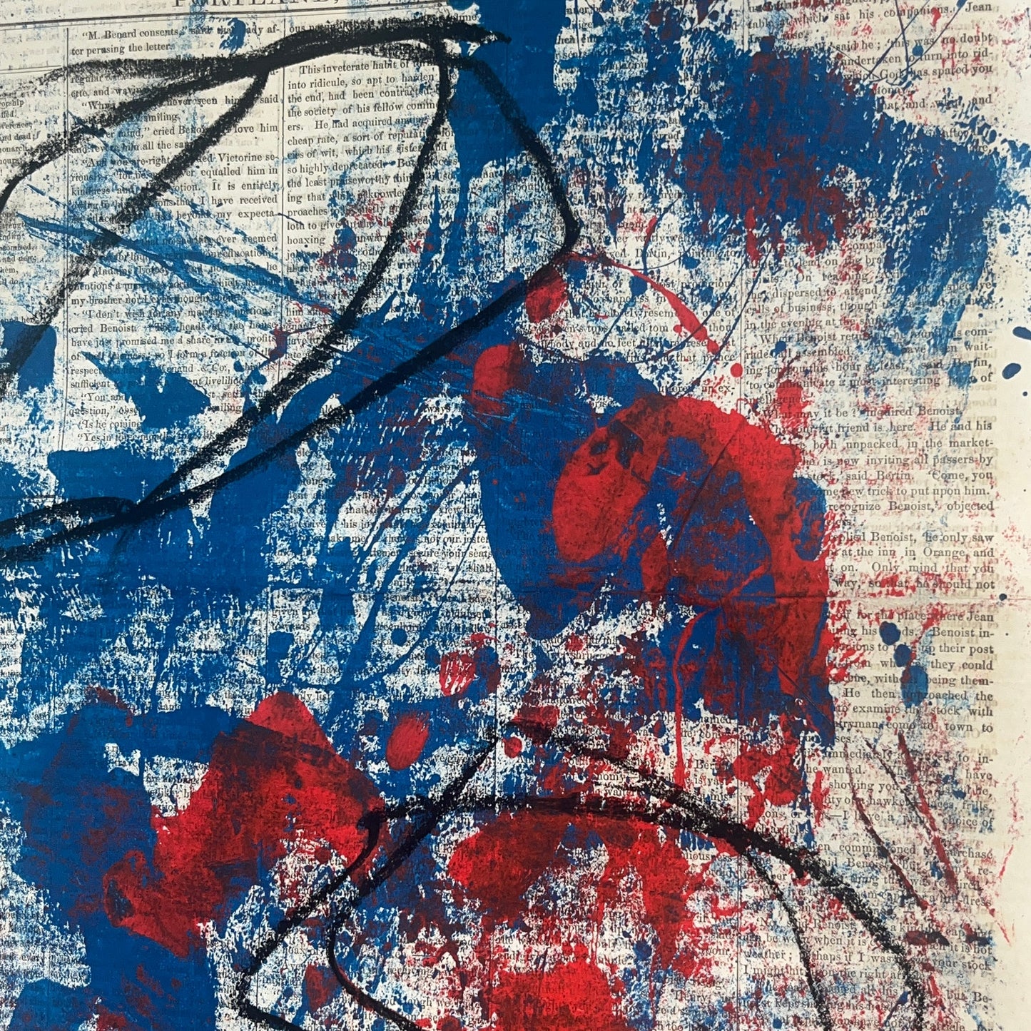Original Mixed Media Abstract Modern Art Painting 11x16 "Portland 1855" Signed