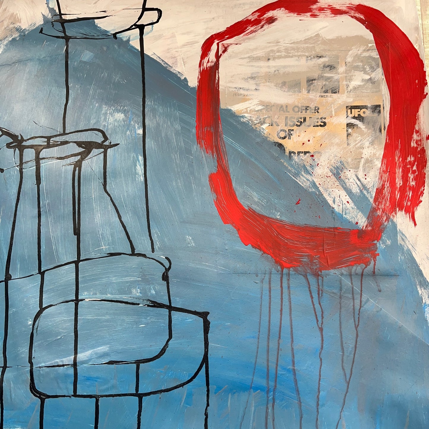 Original Mixed Media Abstract Modern Art Painting 24x36 "Ufo Report" Signed