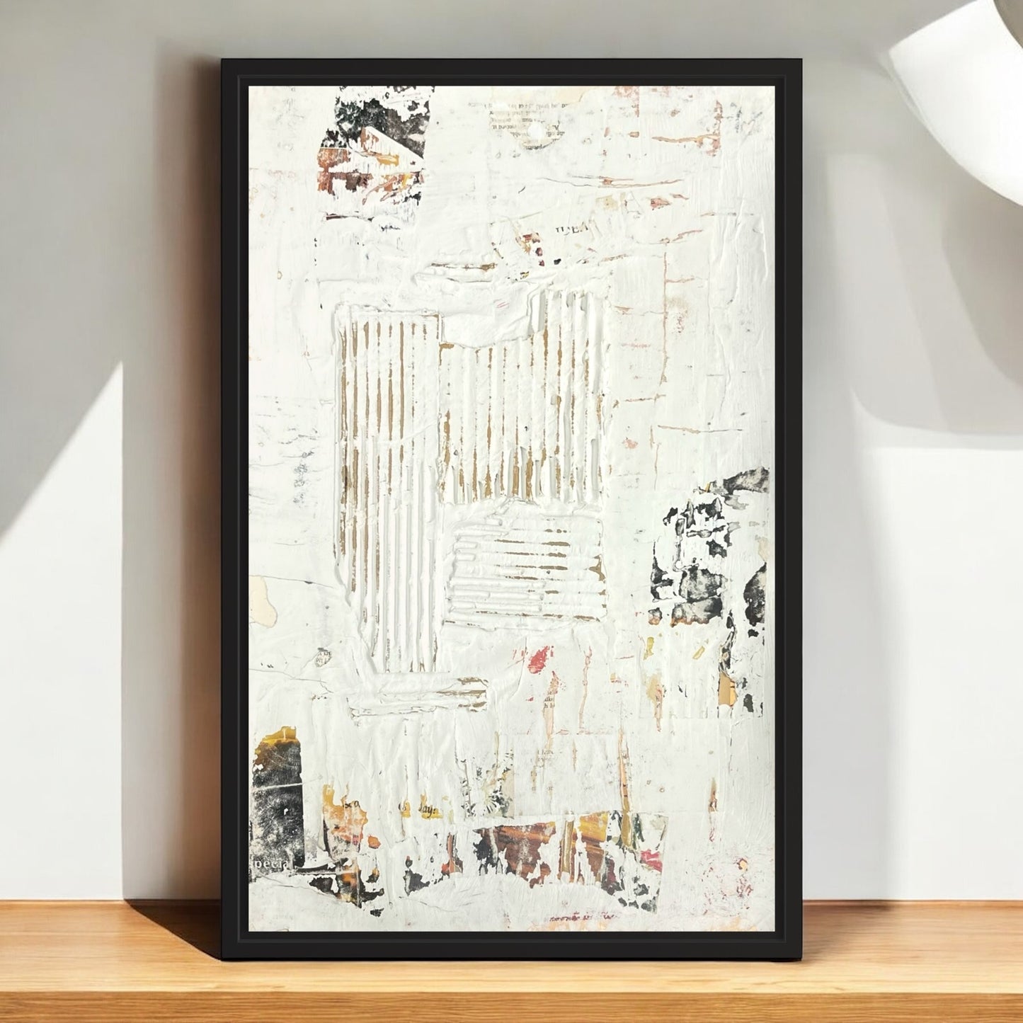 Original Framed Minimalist Modern Art Collage Painting 12x18 "Saltigrade"
