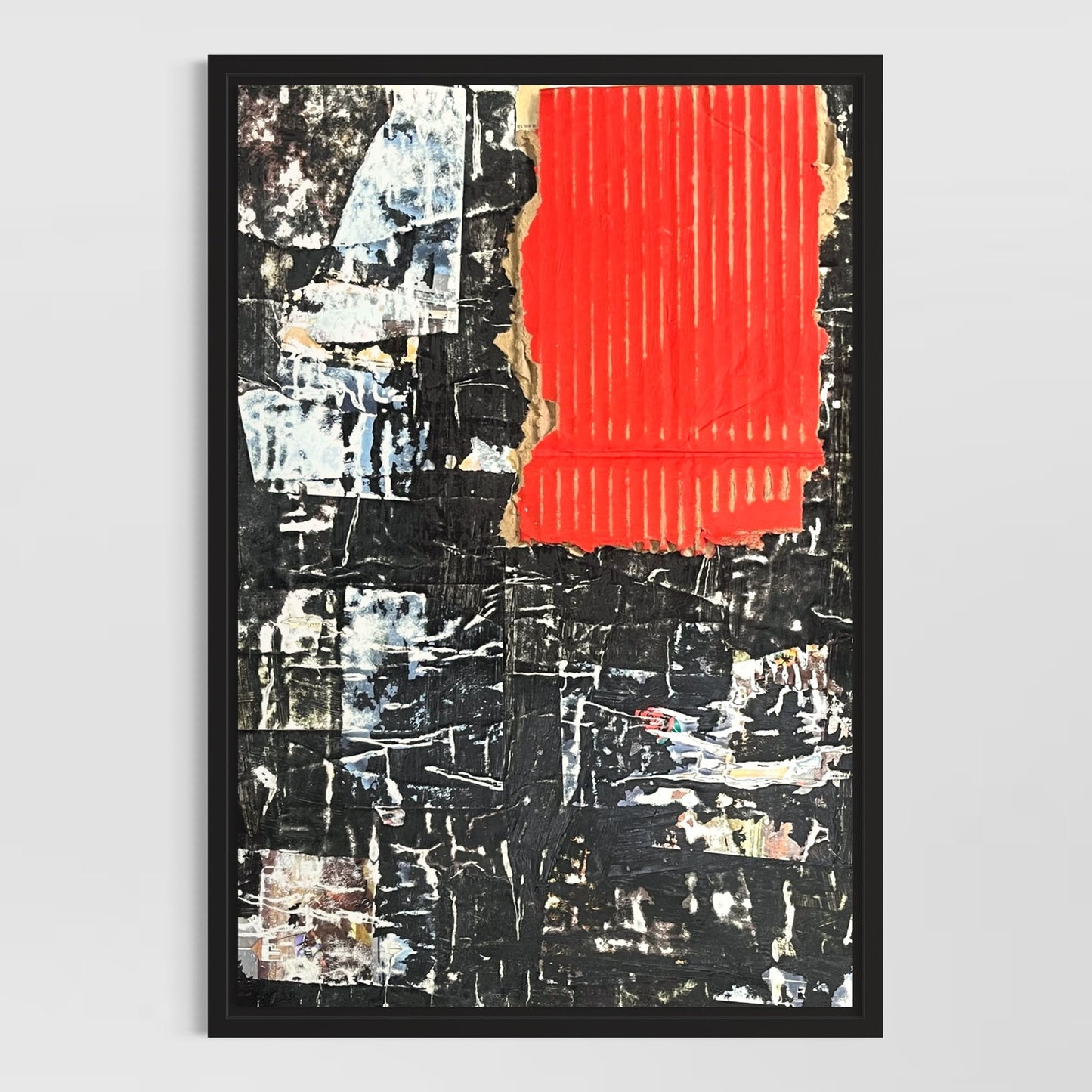 Original Framed Minimalist Modern Art Collage Painting 12x18 "Verst"