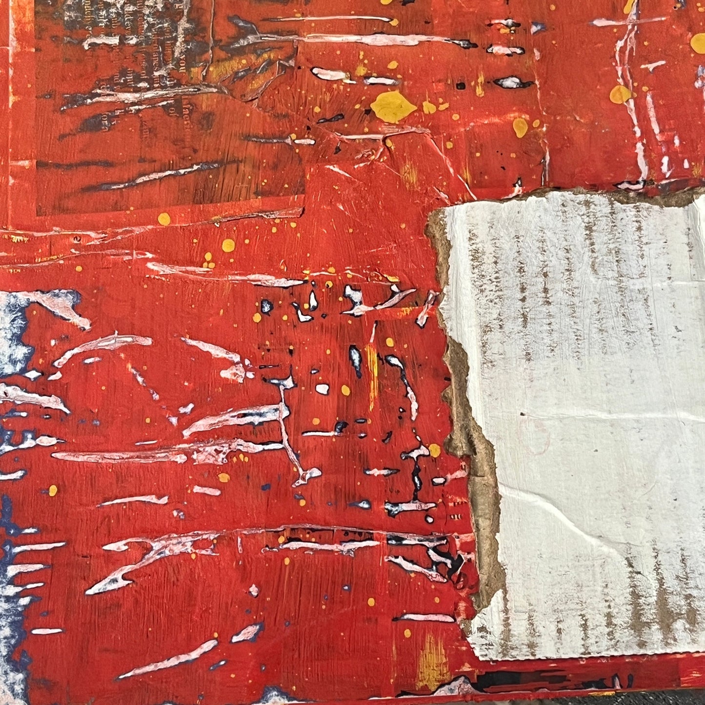 Original Mixed Media Modern Art Collage Painting 11x14 "Fuego"