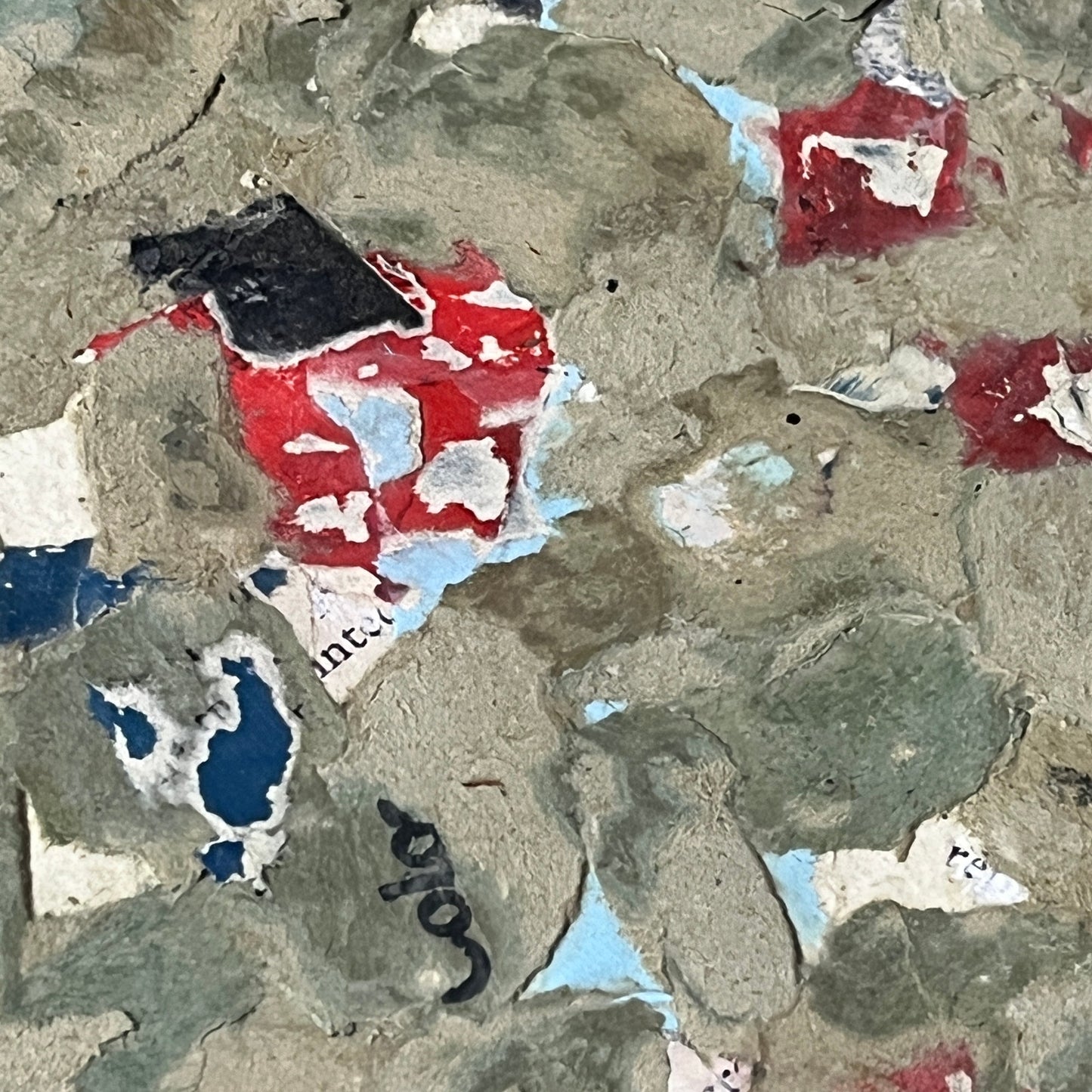 Original Mixed Media Abstract Art 9x13 "1940s Sketchbook Cover Collage"