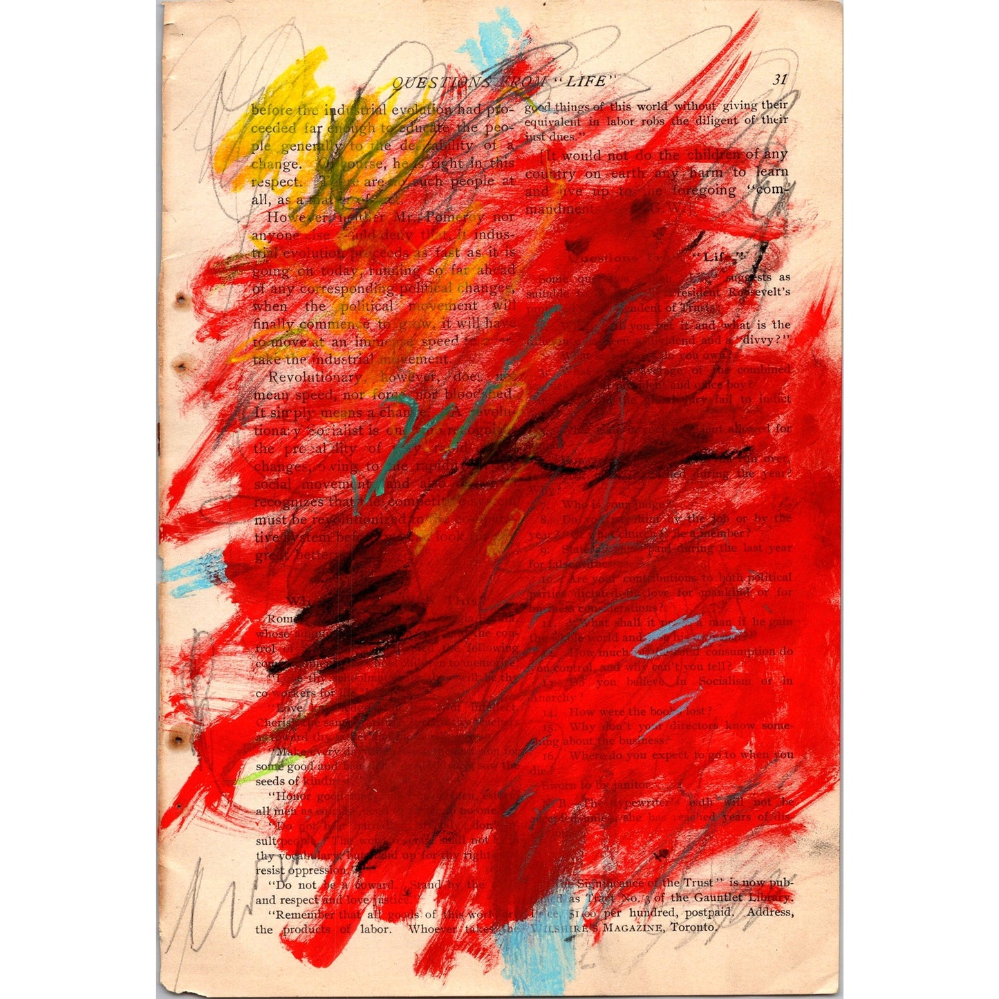 Original Abstract Modern Art Painting on Paper from 1902 Magazine #15 Signed